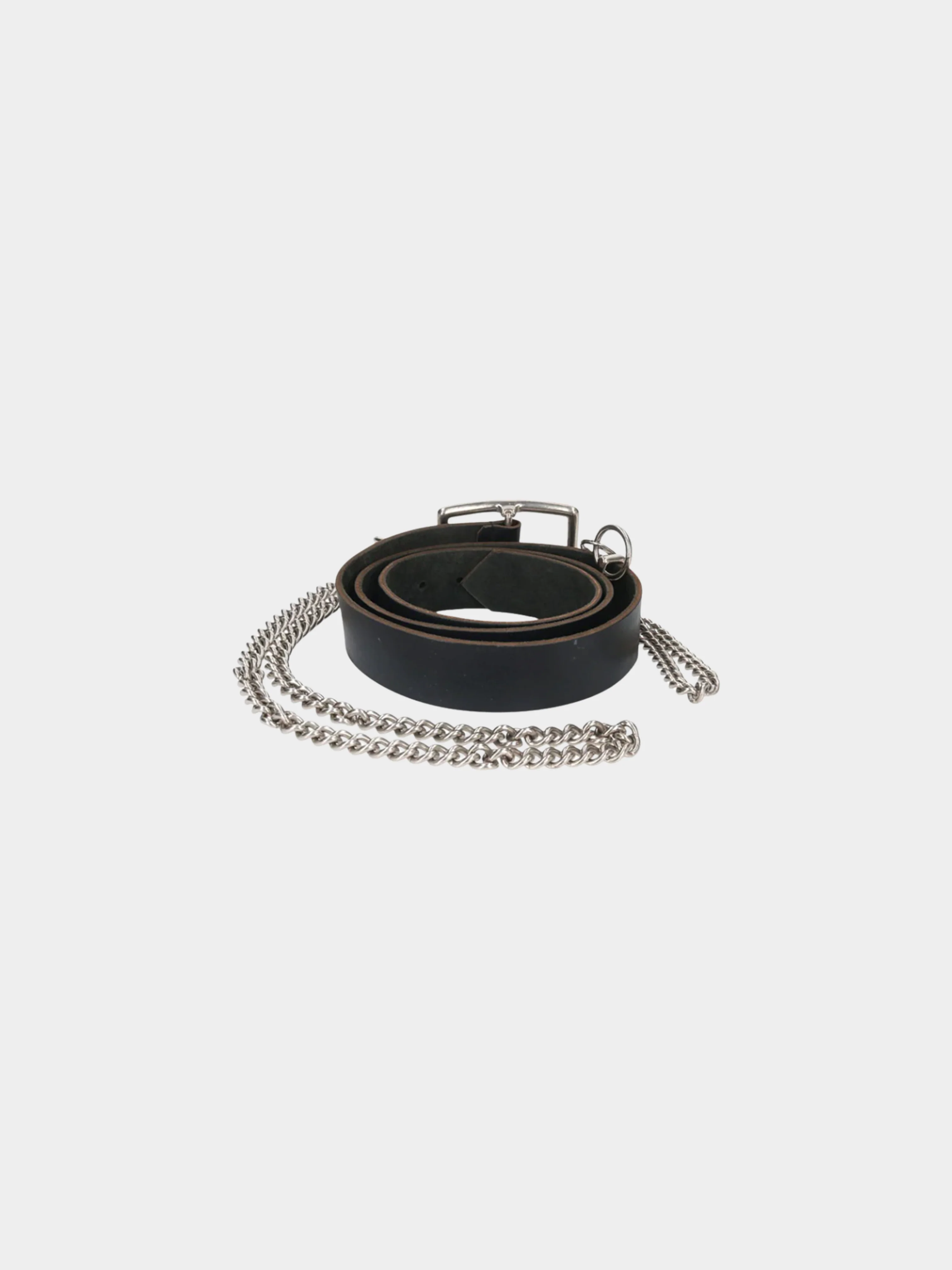 Comme des Garçons AW 2006 Black Leather Metal Chain Belt - Image 2