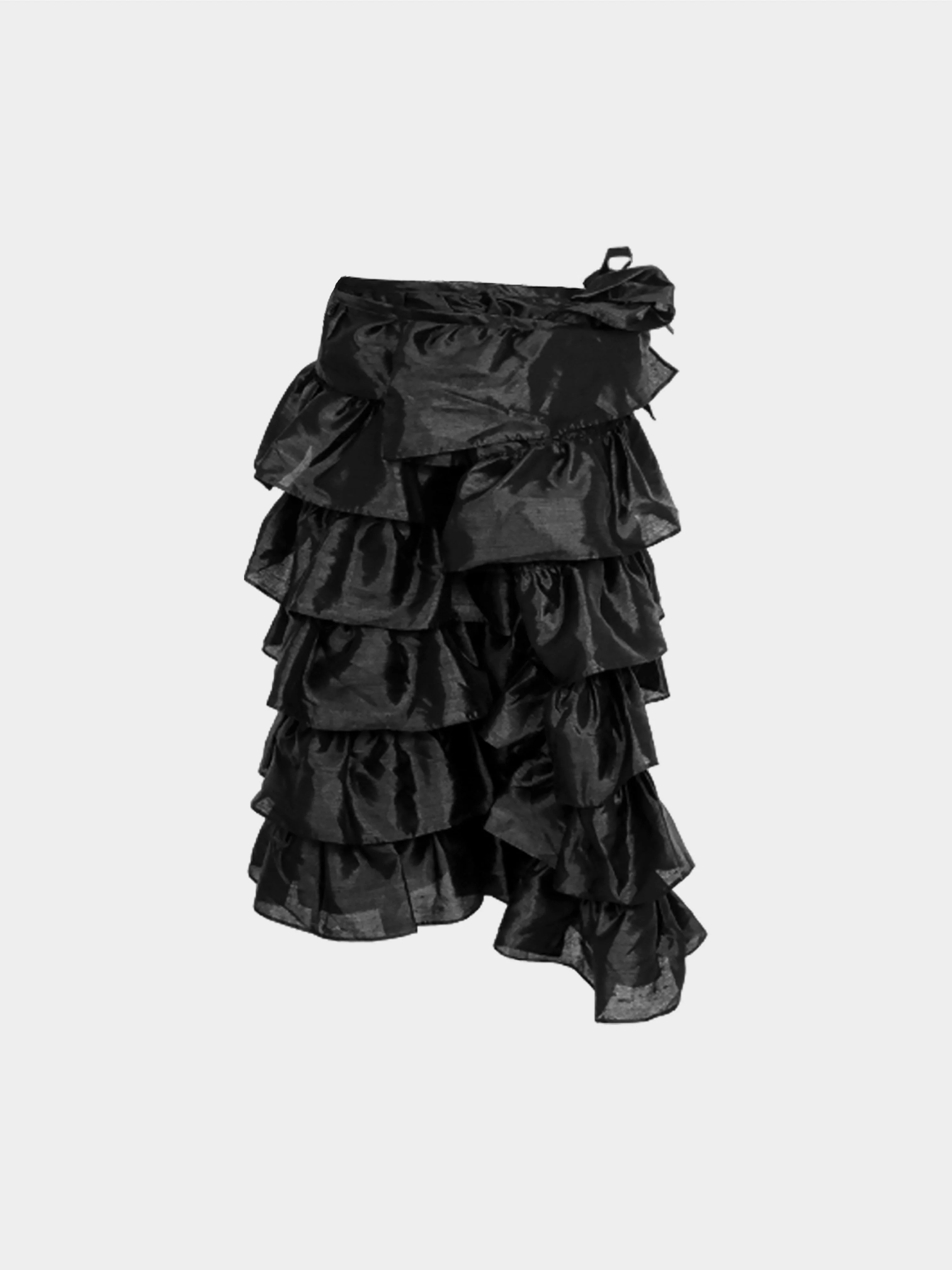 Comme des Garçons FW 2001 Robed Chambre Black Half Wrap Ruffled Skirt - Image 2