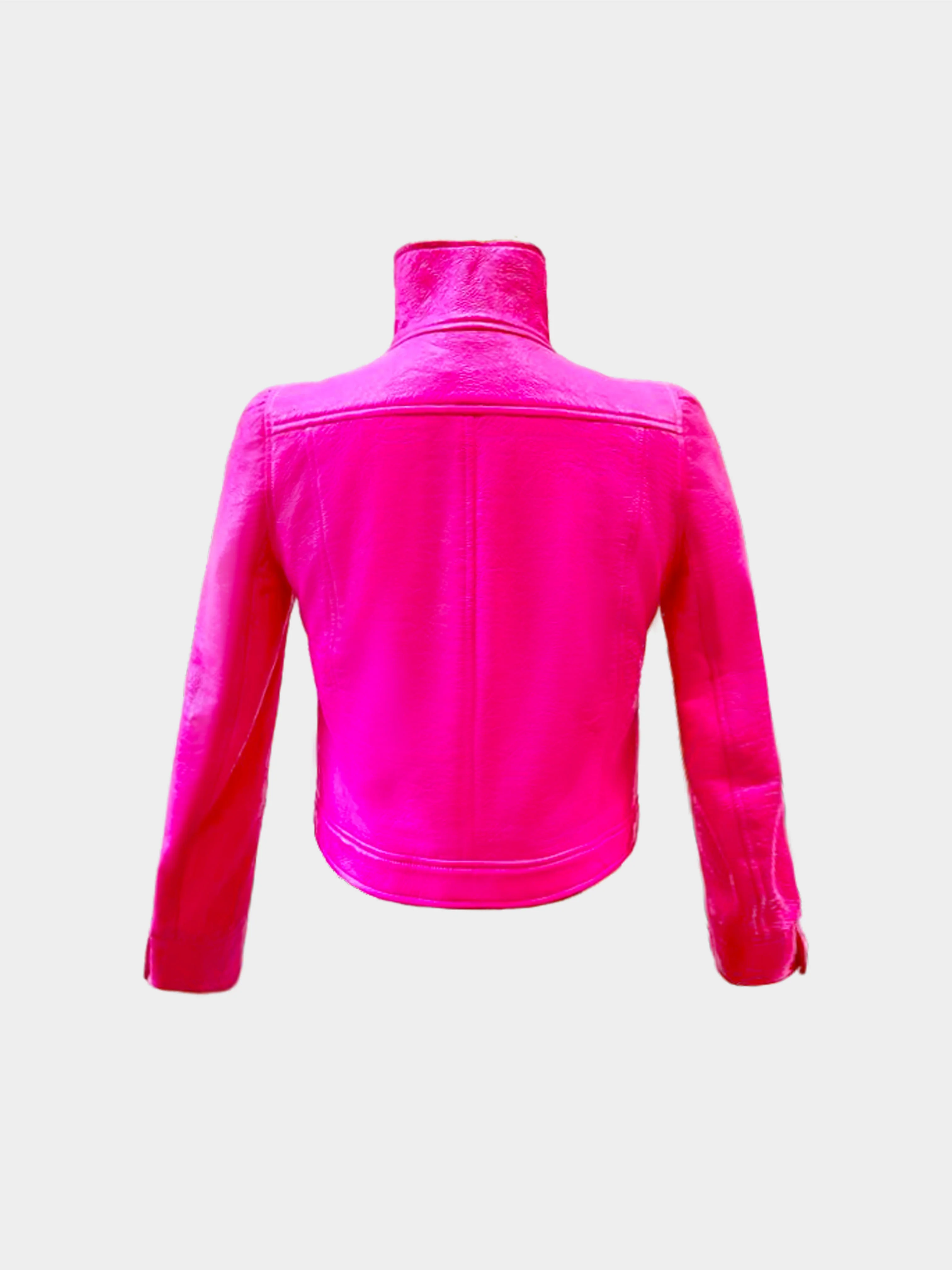 Courrèges 1960s Hot Pink Vinyl Cropped Jacket - Image 2