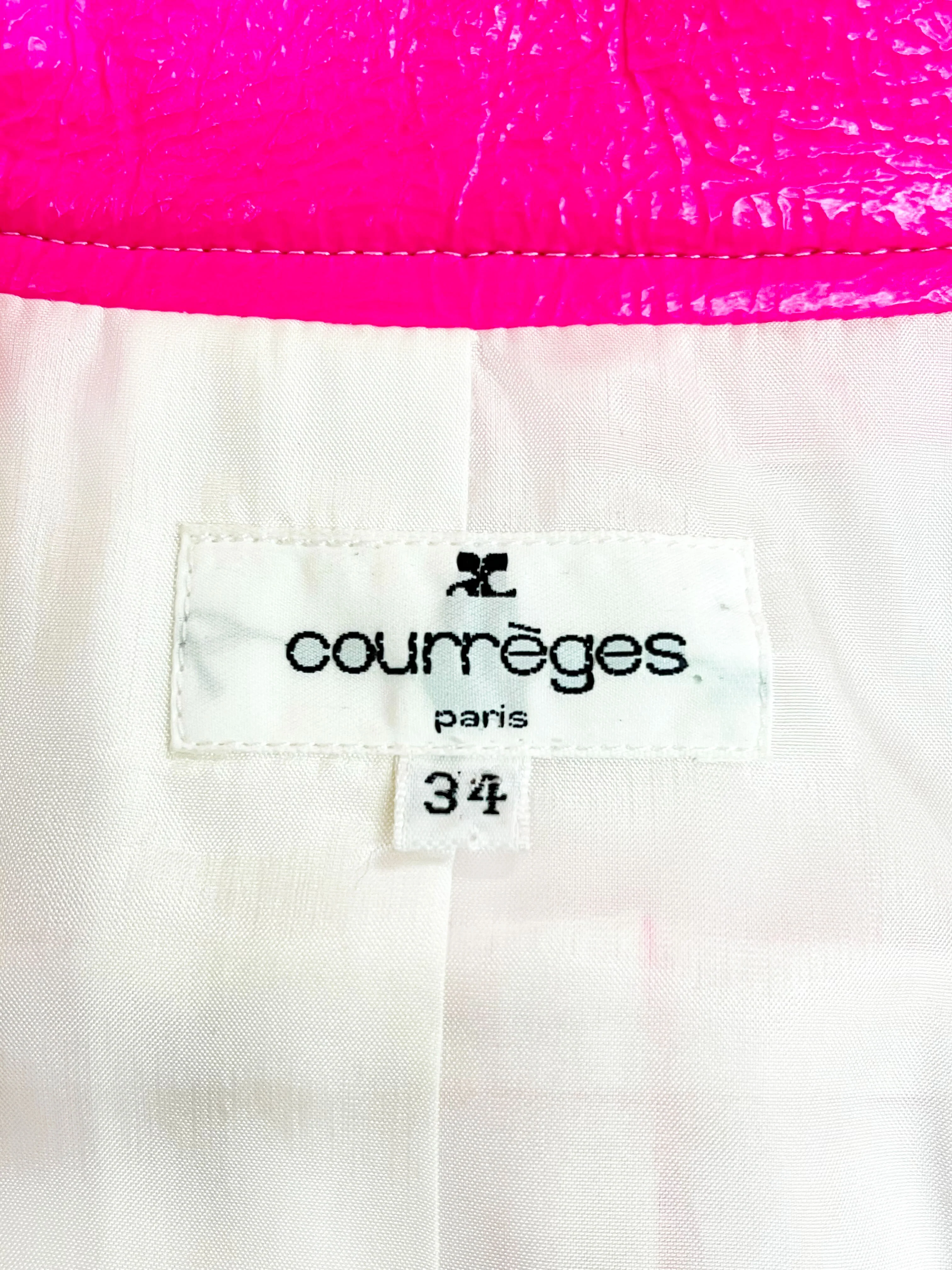 Courrèges 1960s Hot Pink Vinyl Cropped Jacket - Image 3