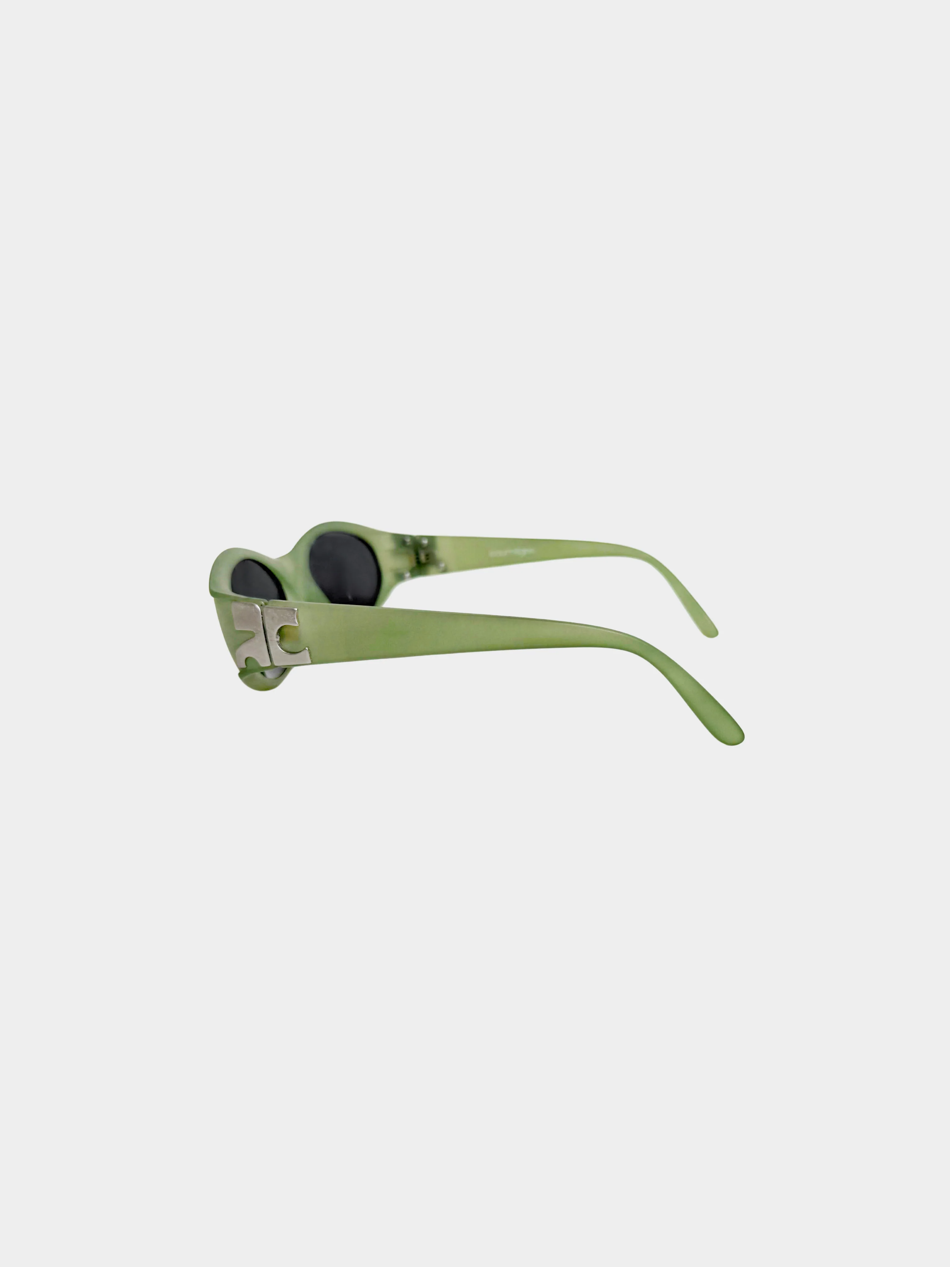 Courrèges 1990s Rare Green Semi-translucent Oval Sunglasses - Image 4