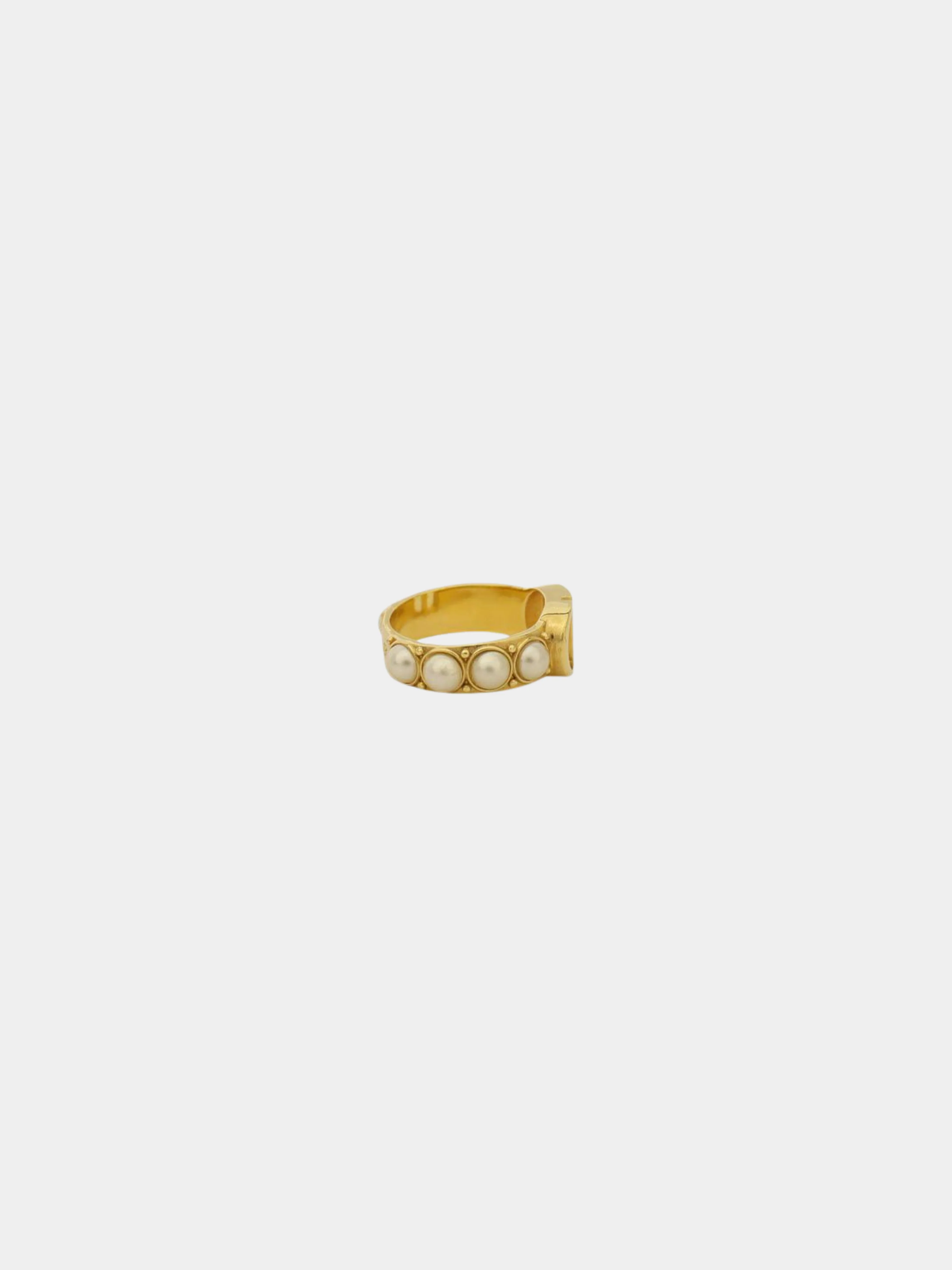 Christian Dior 2000s Gold CD Pearl Ring - Image 3