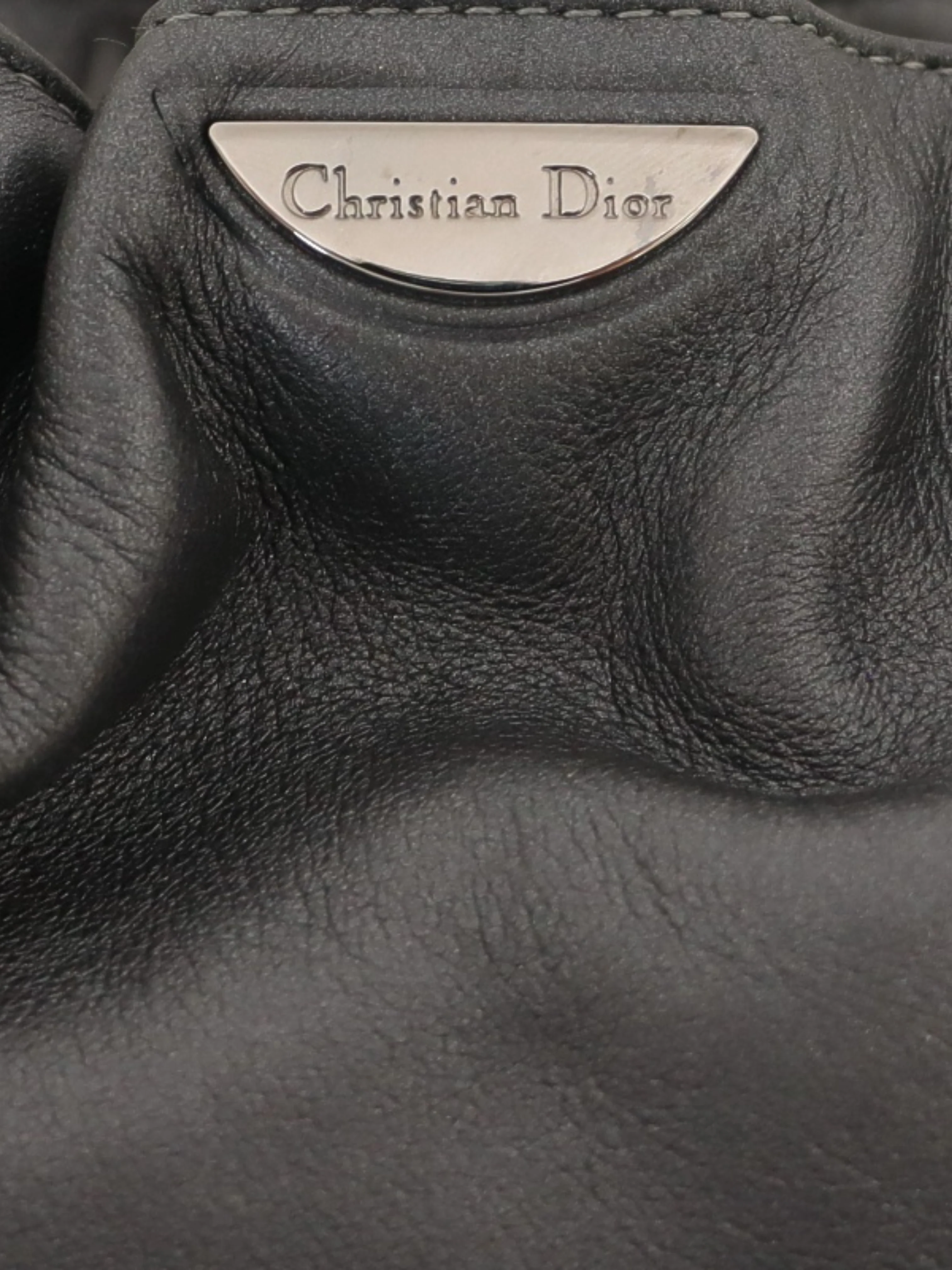 Christian Dior 2000s Gray Leather Maris Pearl Handbag - Image 7