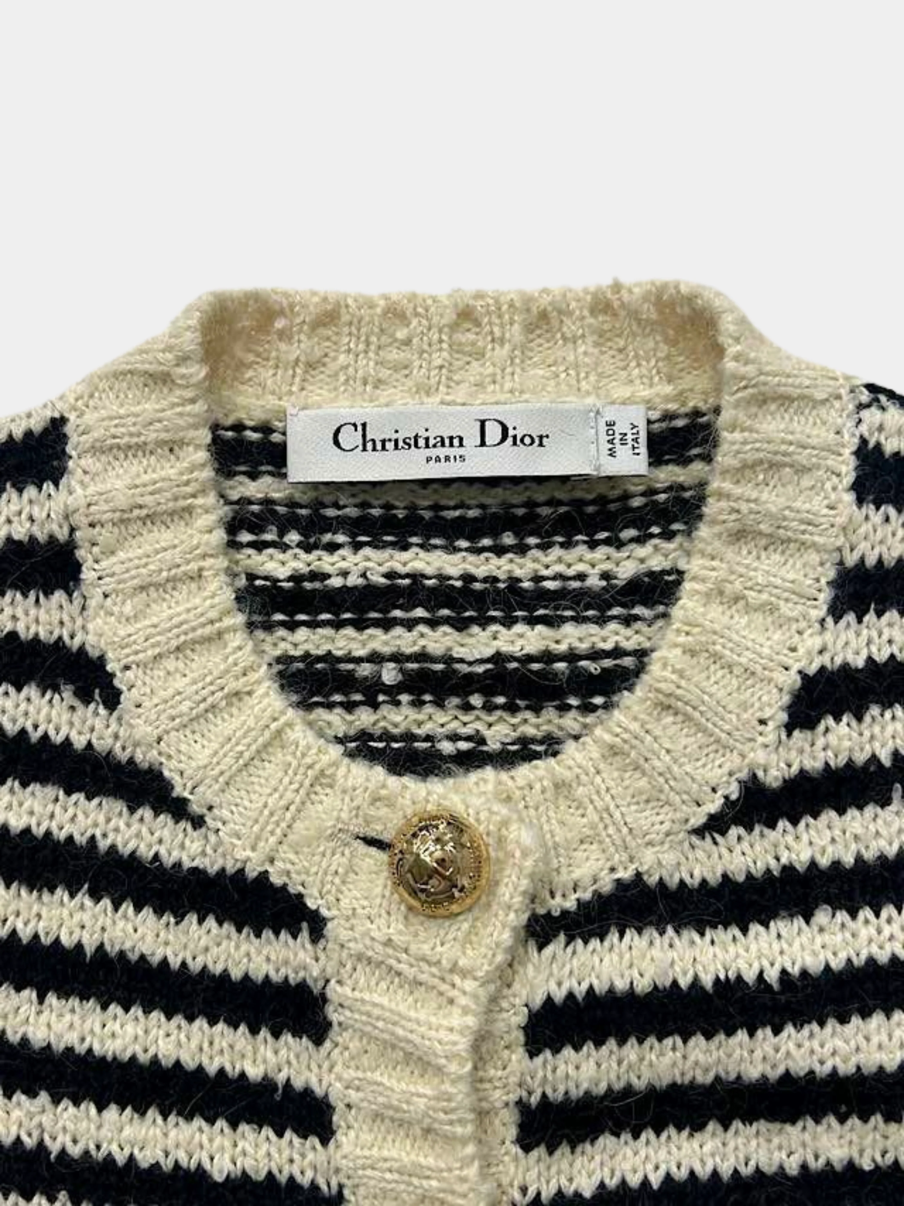 Christian Dior 2010s White Black Wool Mohair Cotton Cardigan - Image 4