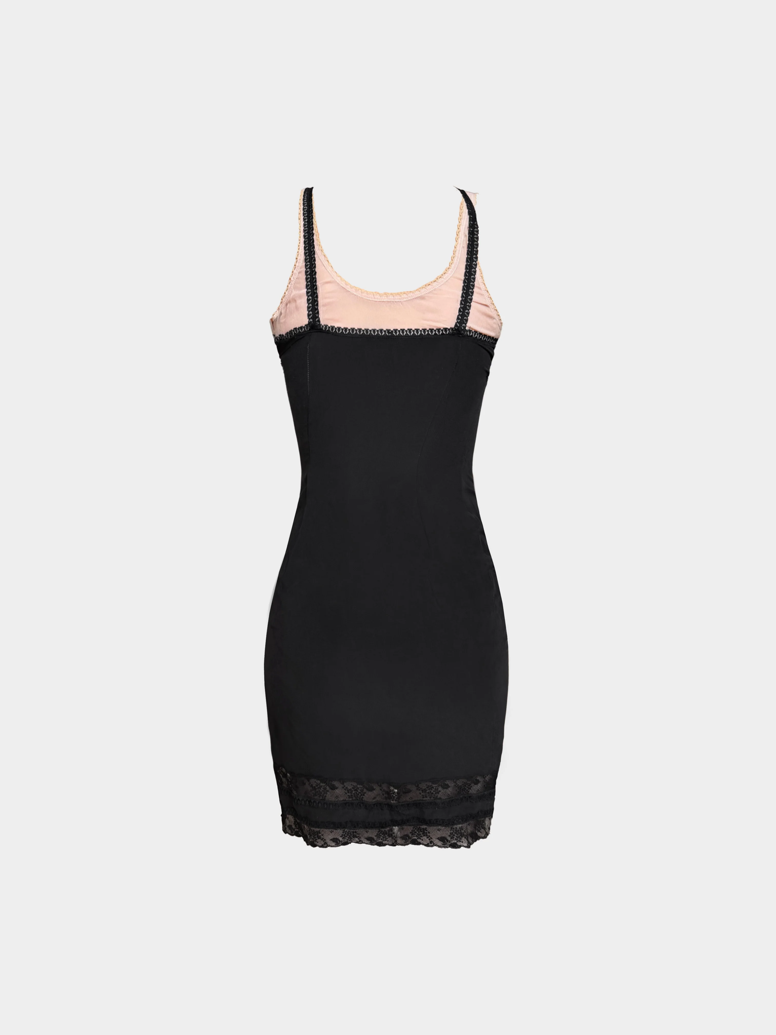 Dolce and Gabbana 2000s Black and Beige Lace-trimmed Silk Dress - Image 2