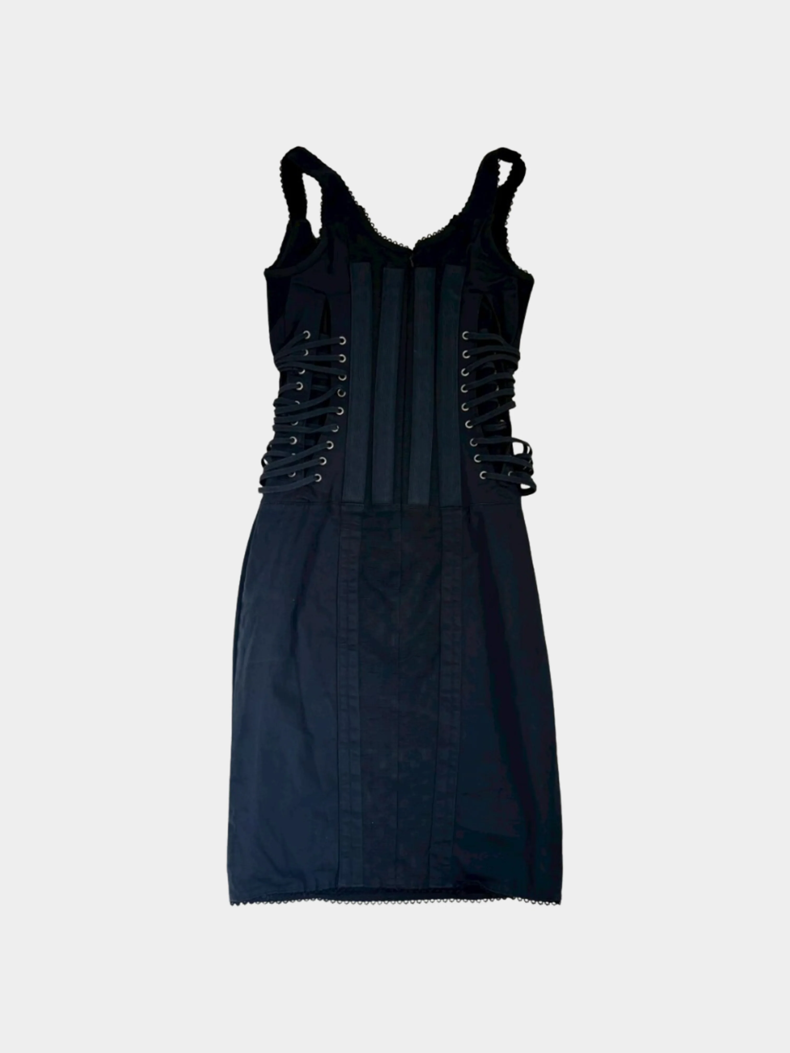 Dolce and Gabbana 2000s Black Bondage Detail Midi Dress - Image 2