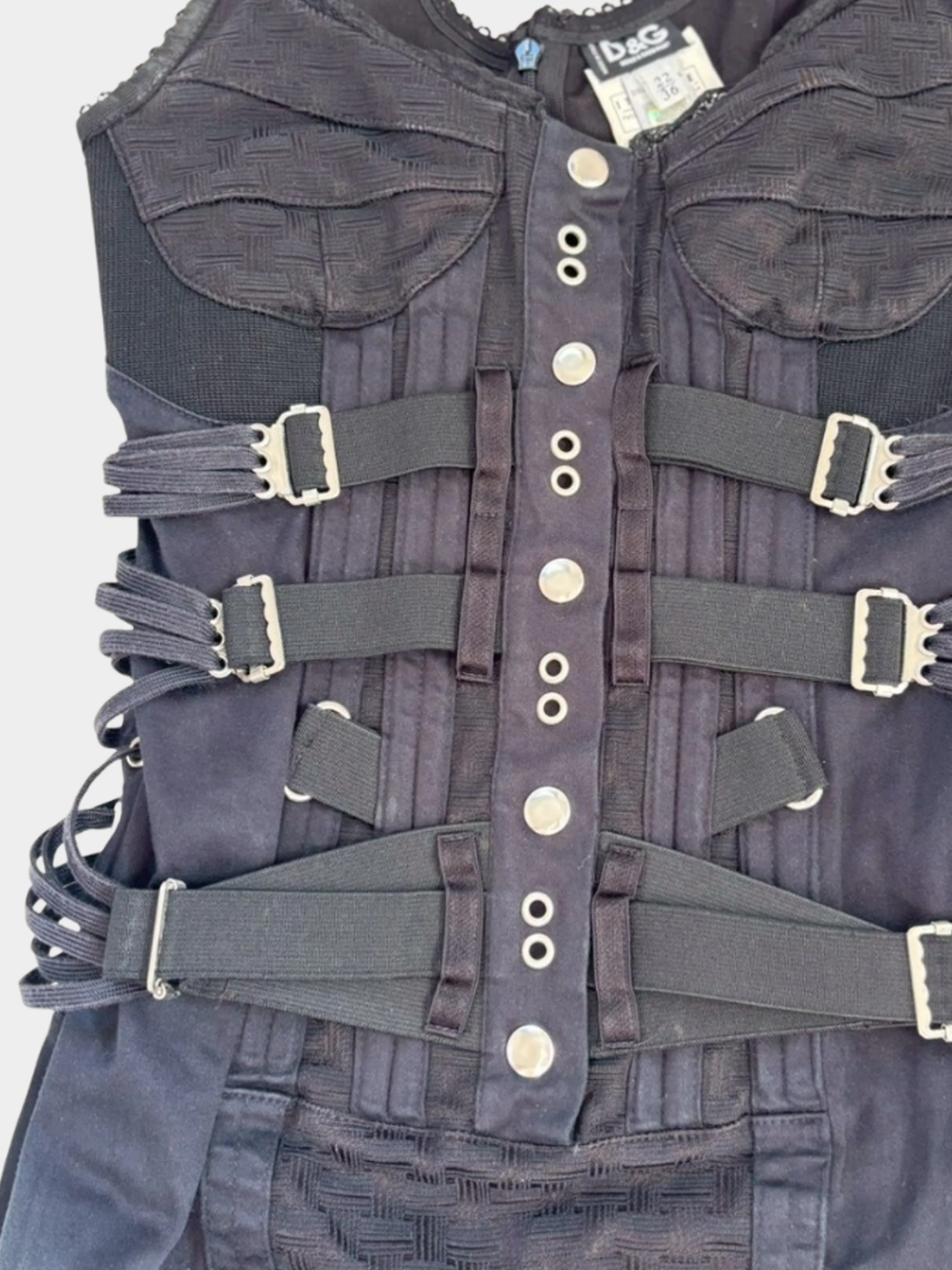 Dolce and Gabbana 2000s Black Bondage Detail Midi Dress - Image 4