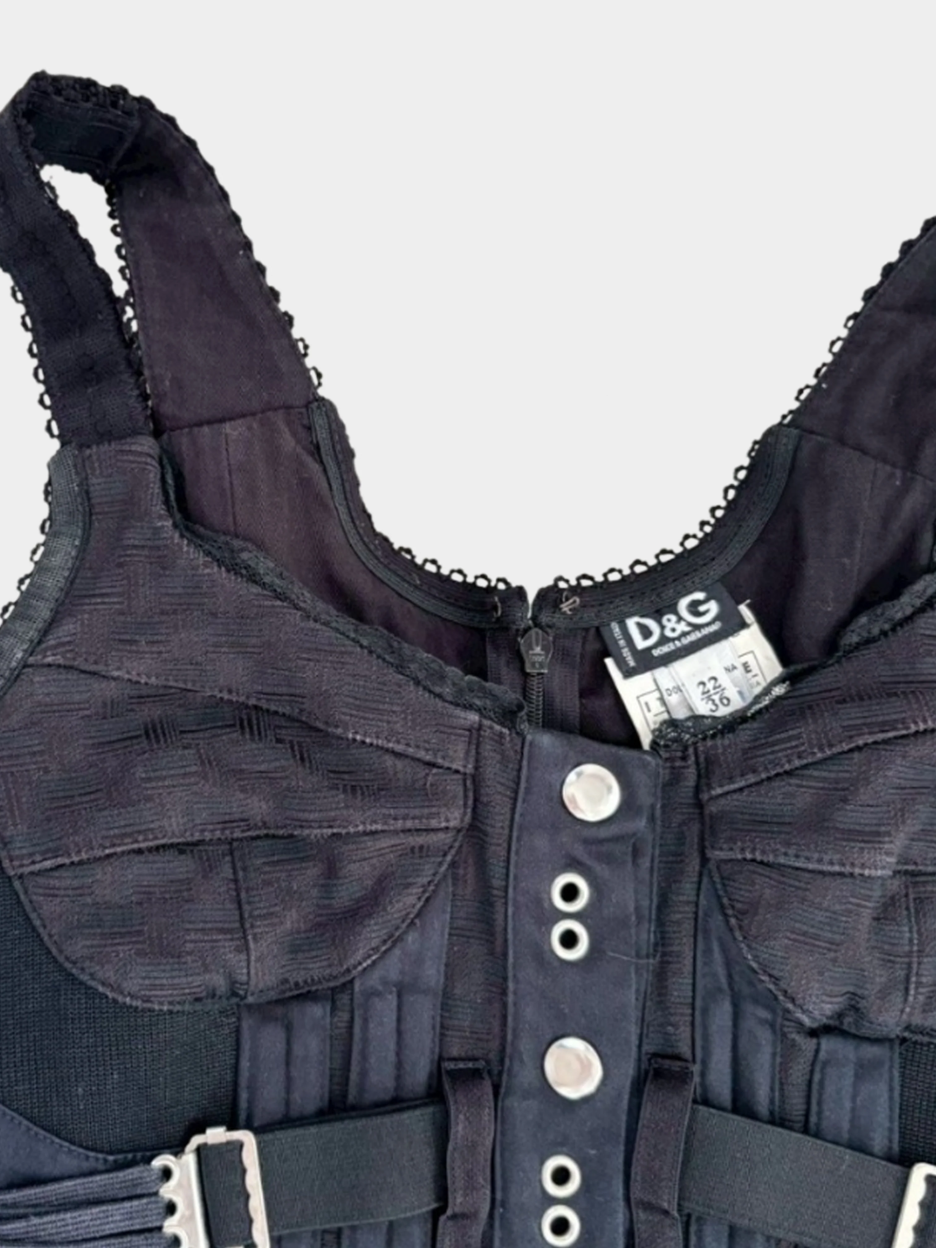 Dolce and Gabbana 2000s Black Bondage Detail Midi Dress - Image 5