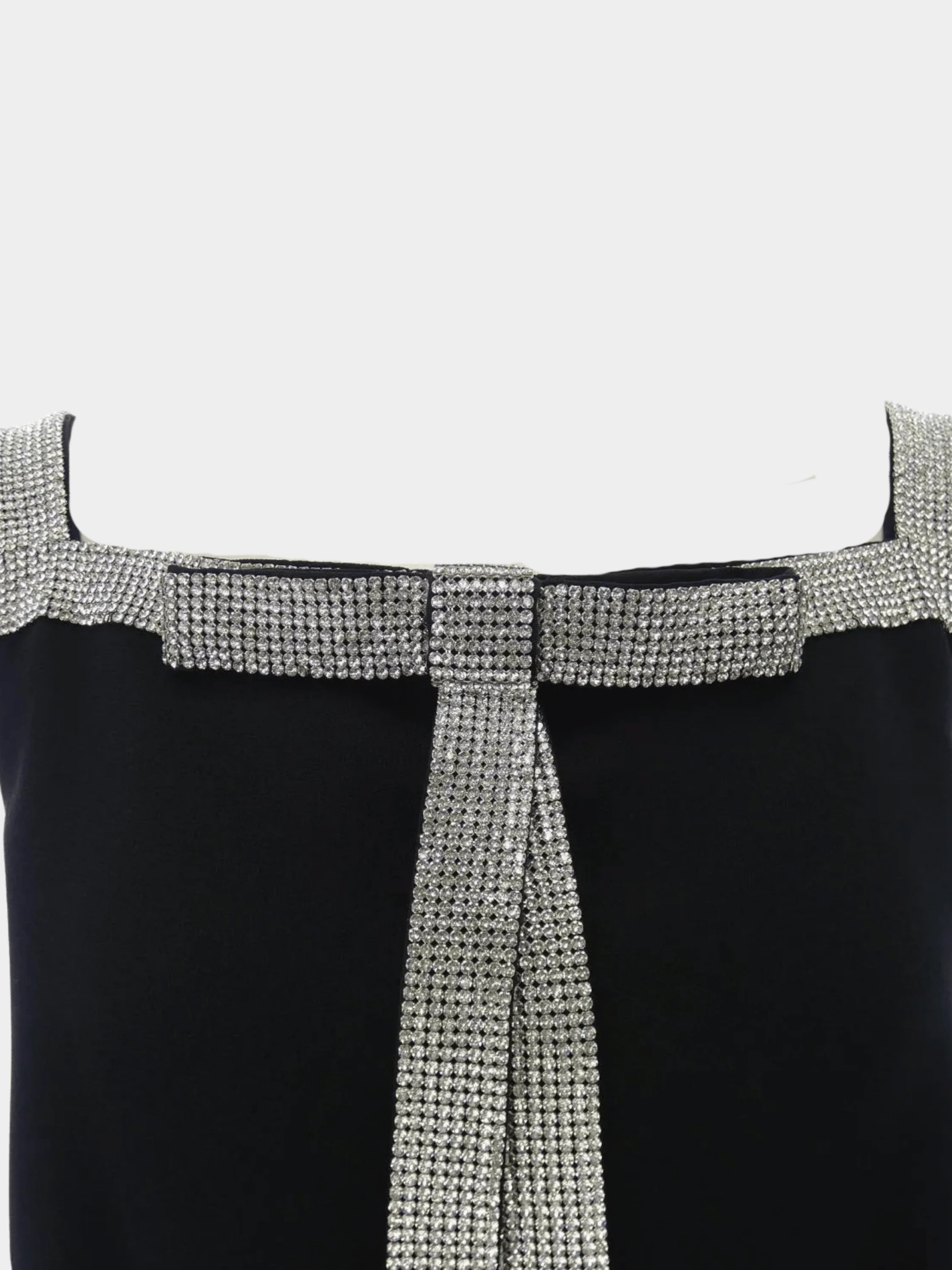 Dolce and Gabbana 2000s Black Crystal Bow-Embellished Crepe Mini Dress - Image 2