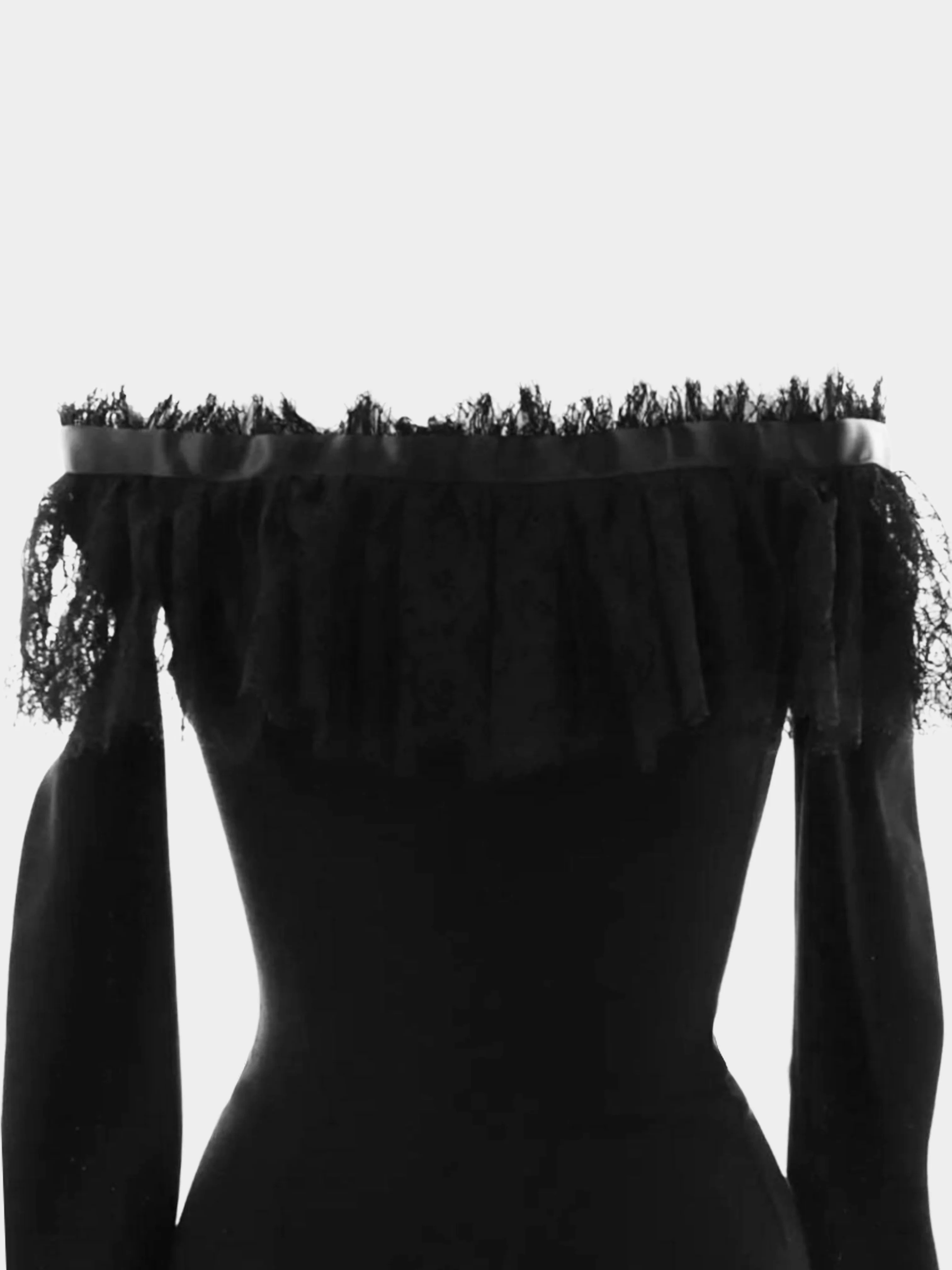 Dolce and Gabbana 2000s Black Lace Trim Long Sleeve Dress - Image 2