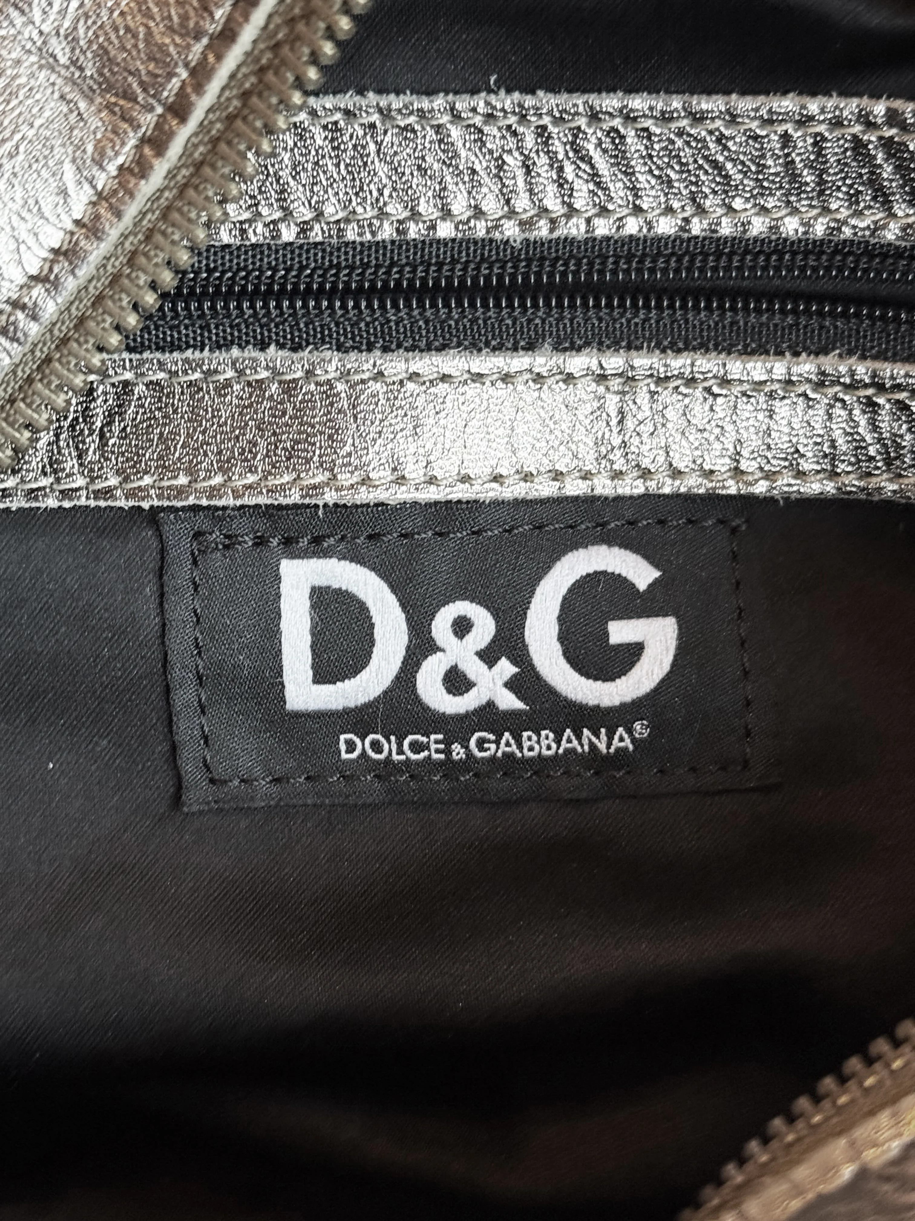 Dolce and Gabbana 2000s Metallic Leather Cow Print Faux Fur Bag - Image 4