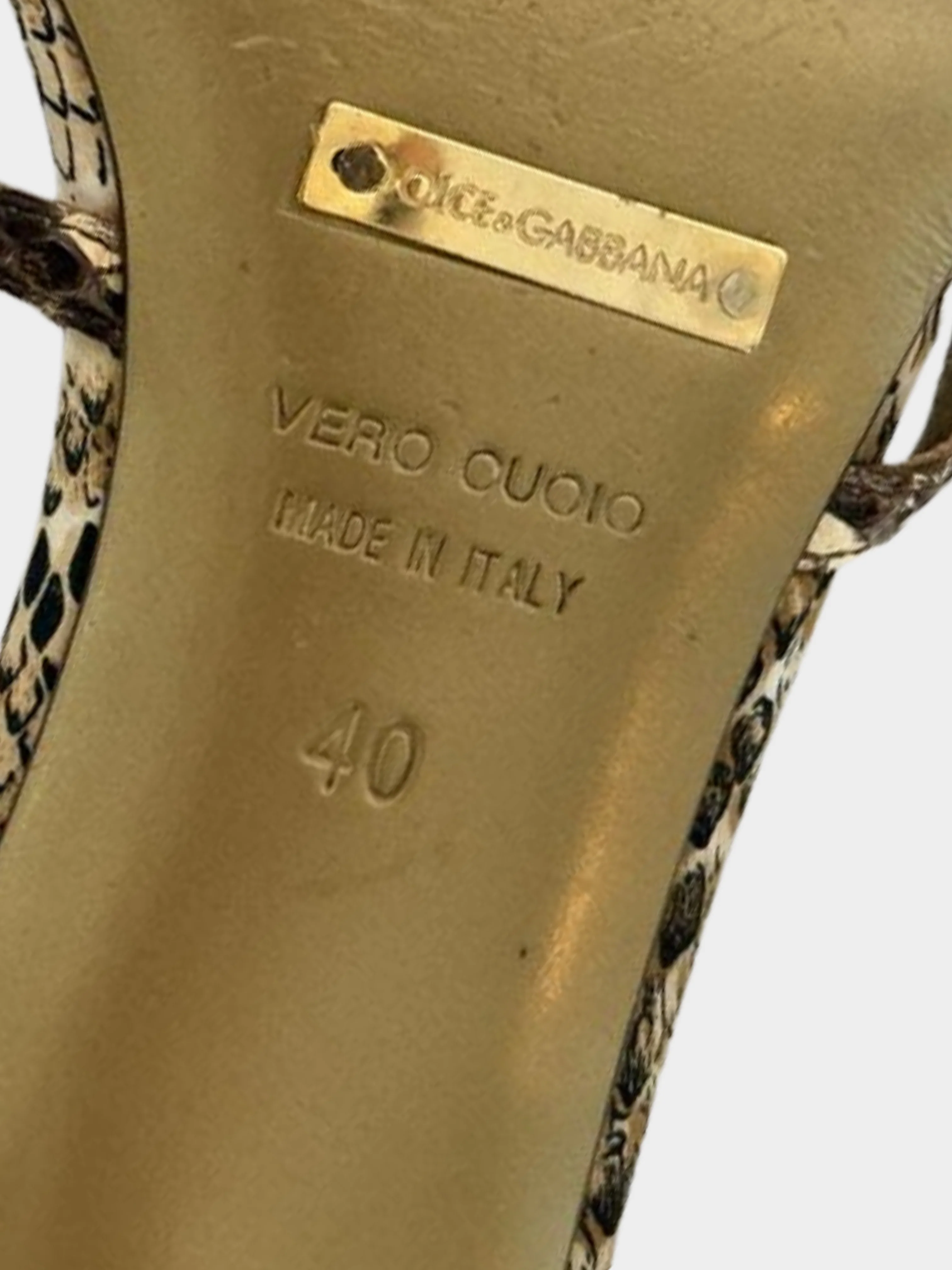 Dolce and Gabbana 2000s Heart-Accented Snakeskin Print Sandals - Image 5