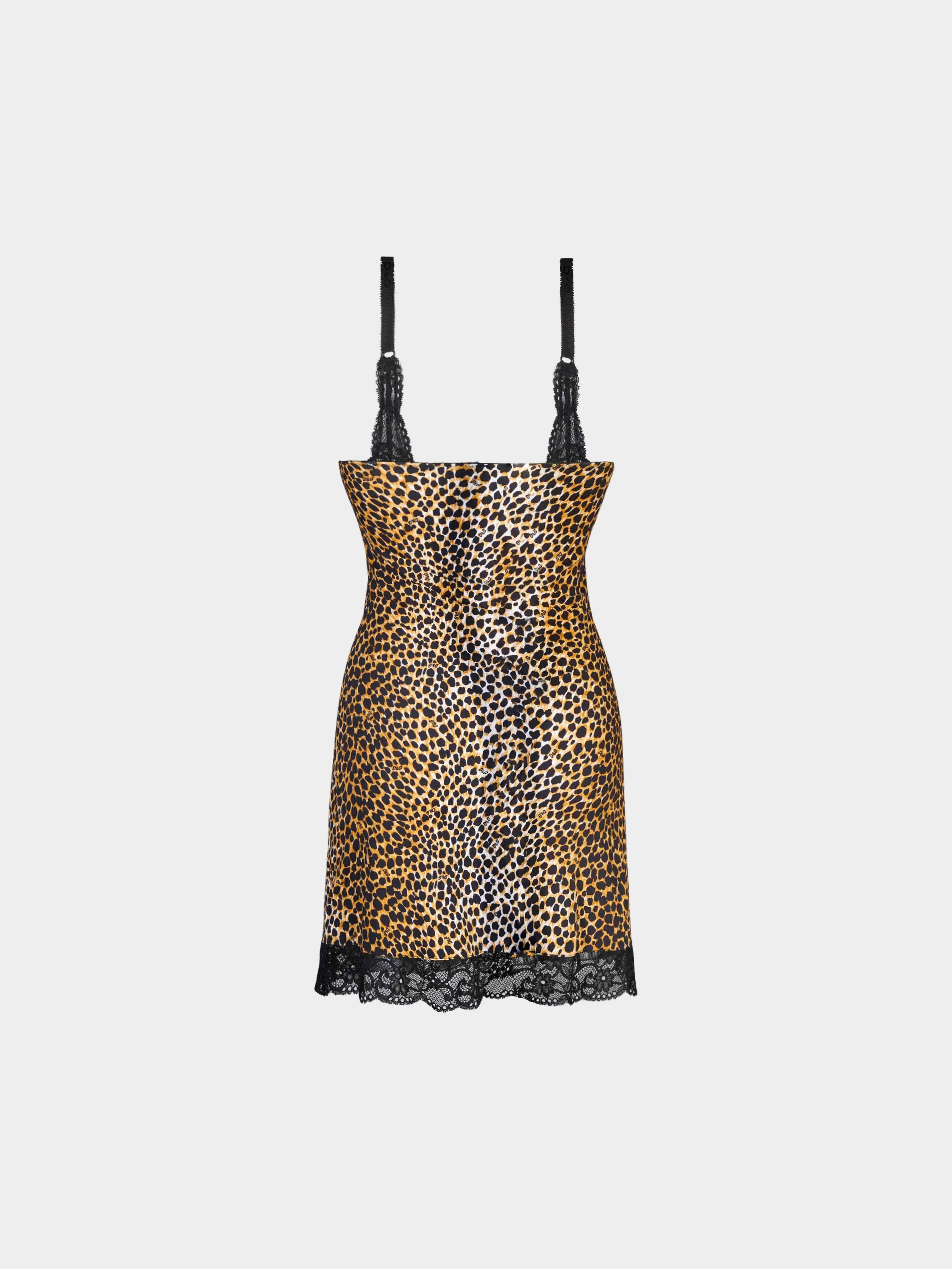 Dolce and Gabbana 2000s Cheetah Print and Black Lace Slip Dress - Image 2