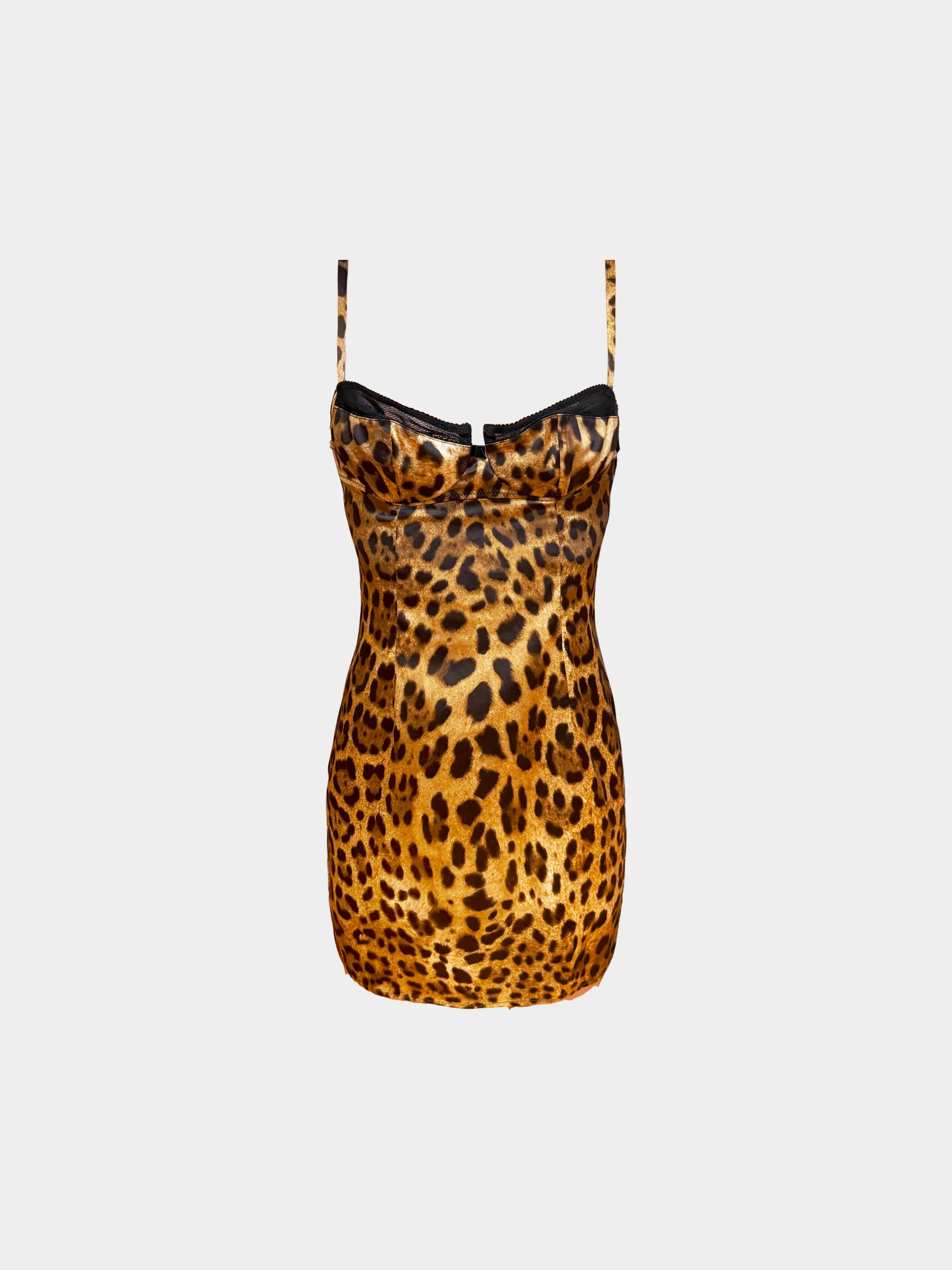 Dolce and Gabbana 2000s Leopard Print Fitted Bustier Dress