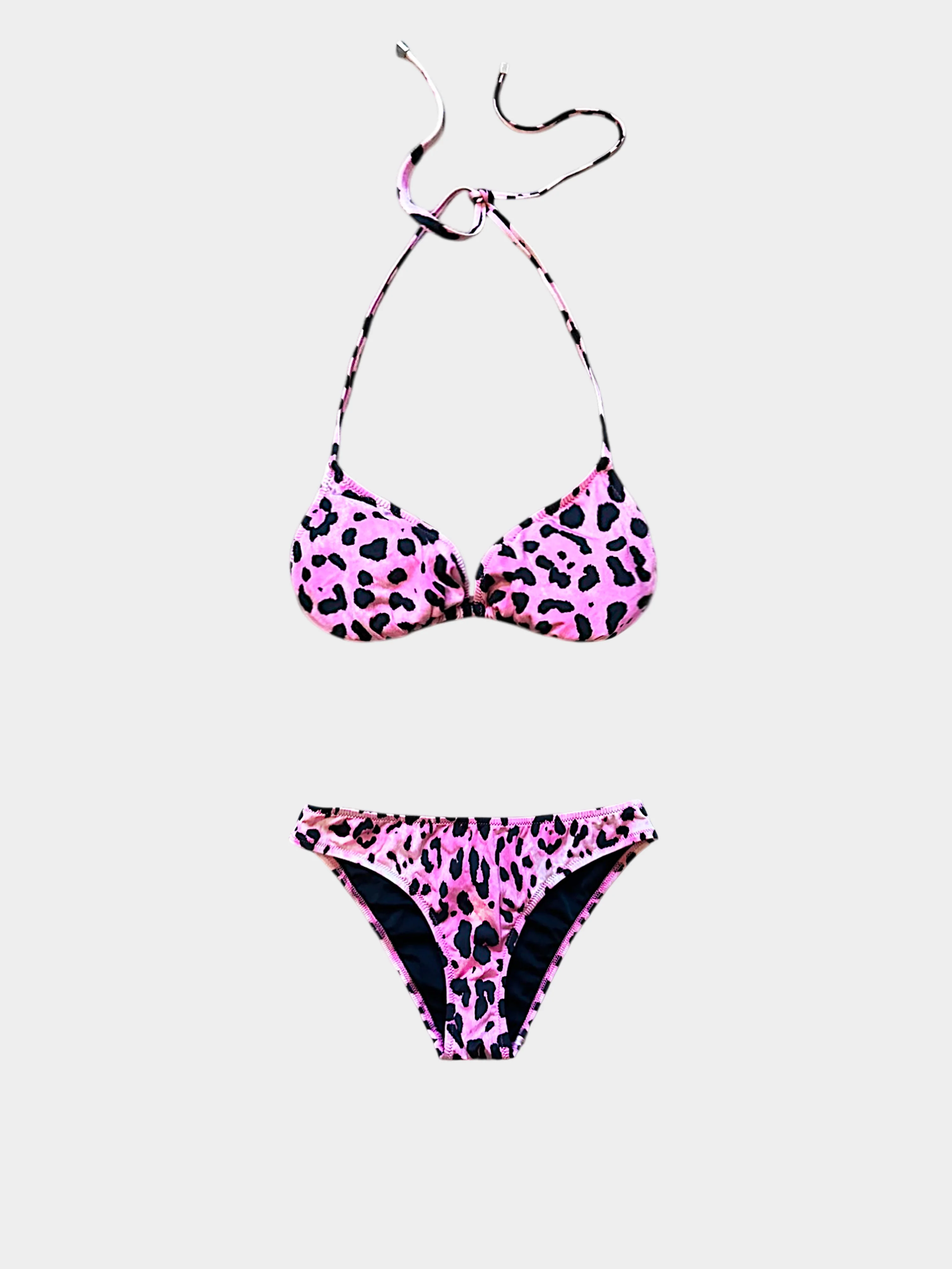 Dolce and Gabbana 2000s Pink Leopard Print Bikini