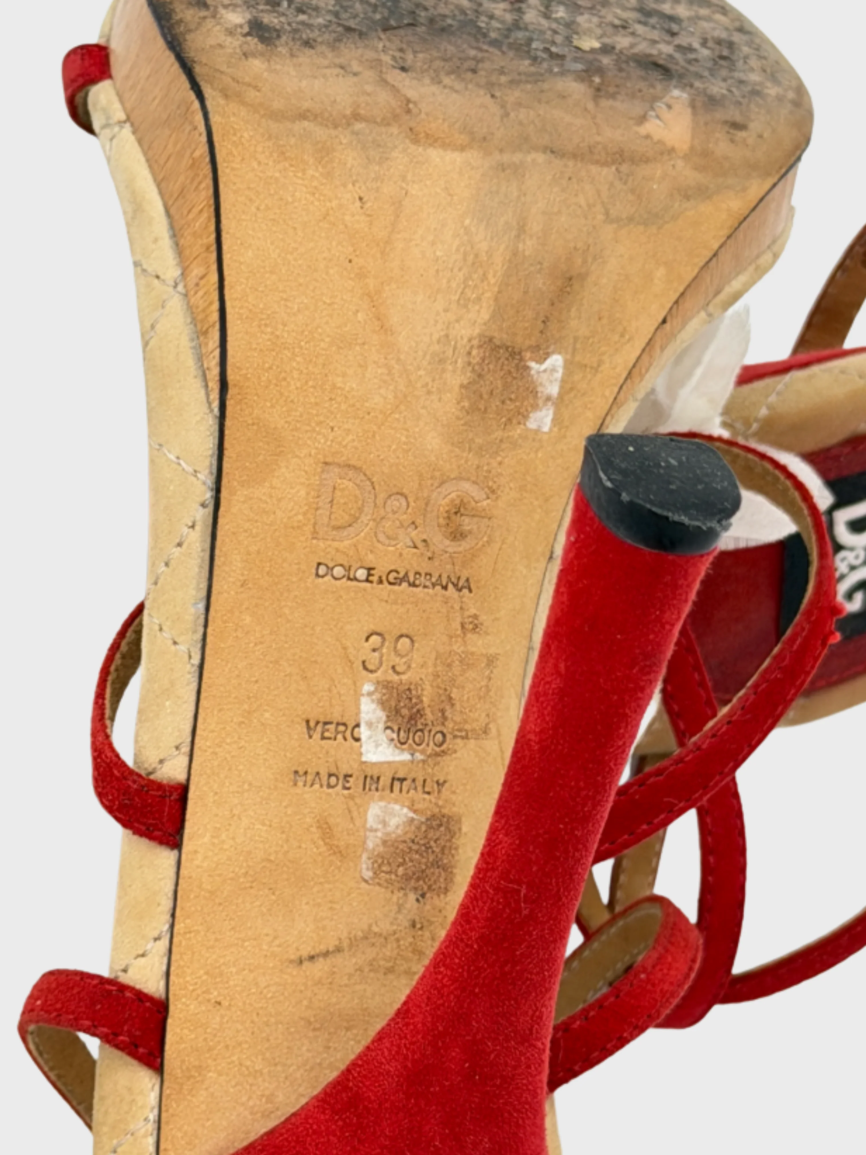 Dolce and Gabbana 2000s Red Flower Sandal - Image 4