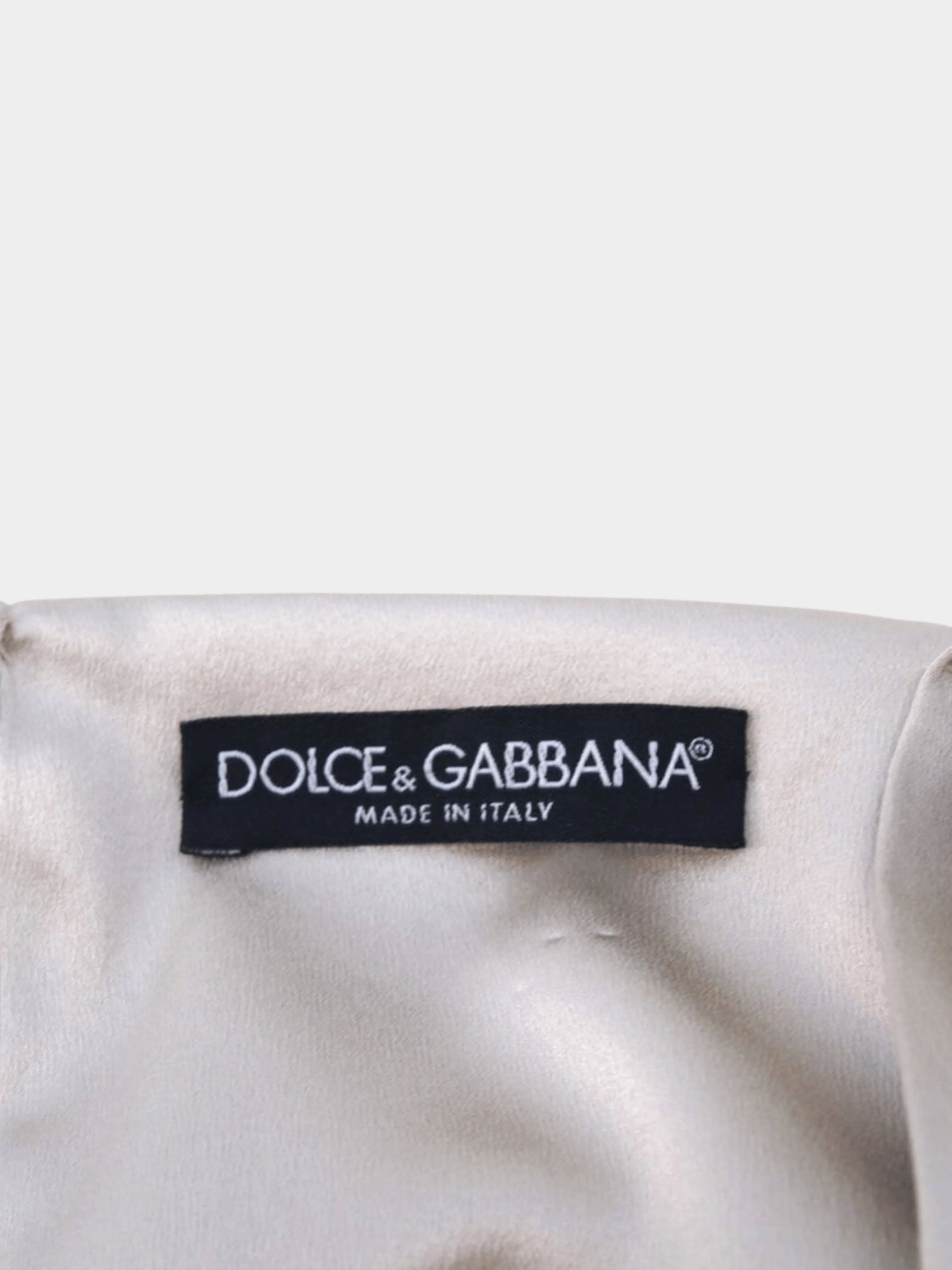 Dolce and Gabbana 2003-2004 Beige Silk Floral Detail Evening Dress - Image 3