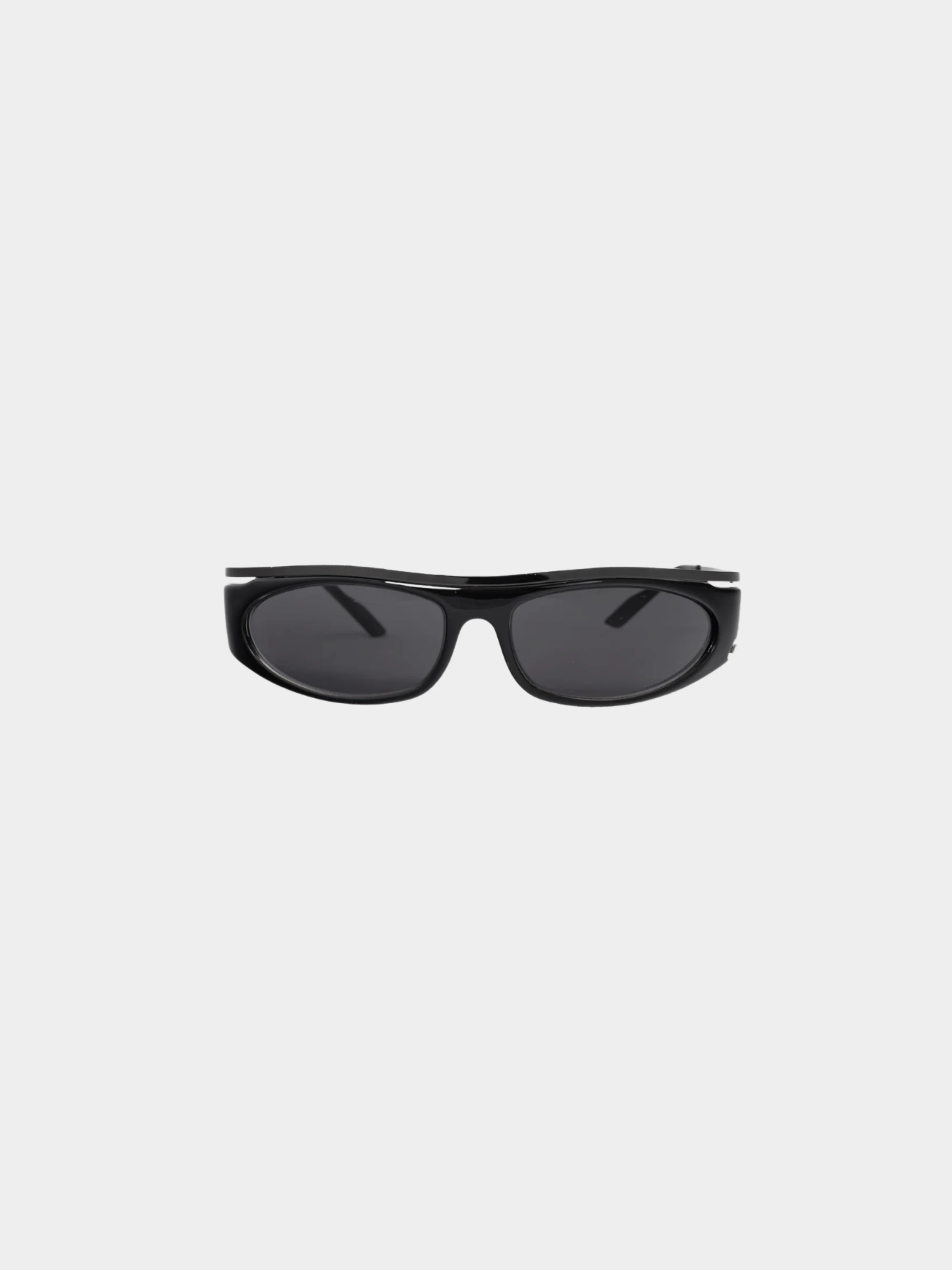 Dolce and Gabbana 2010s Black Acetate Logo-Temple Wrap Sunglasses - Image 2