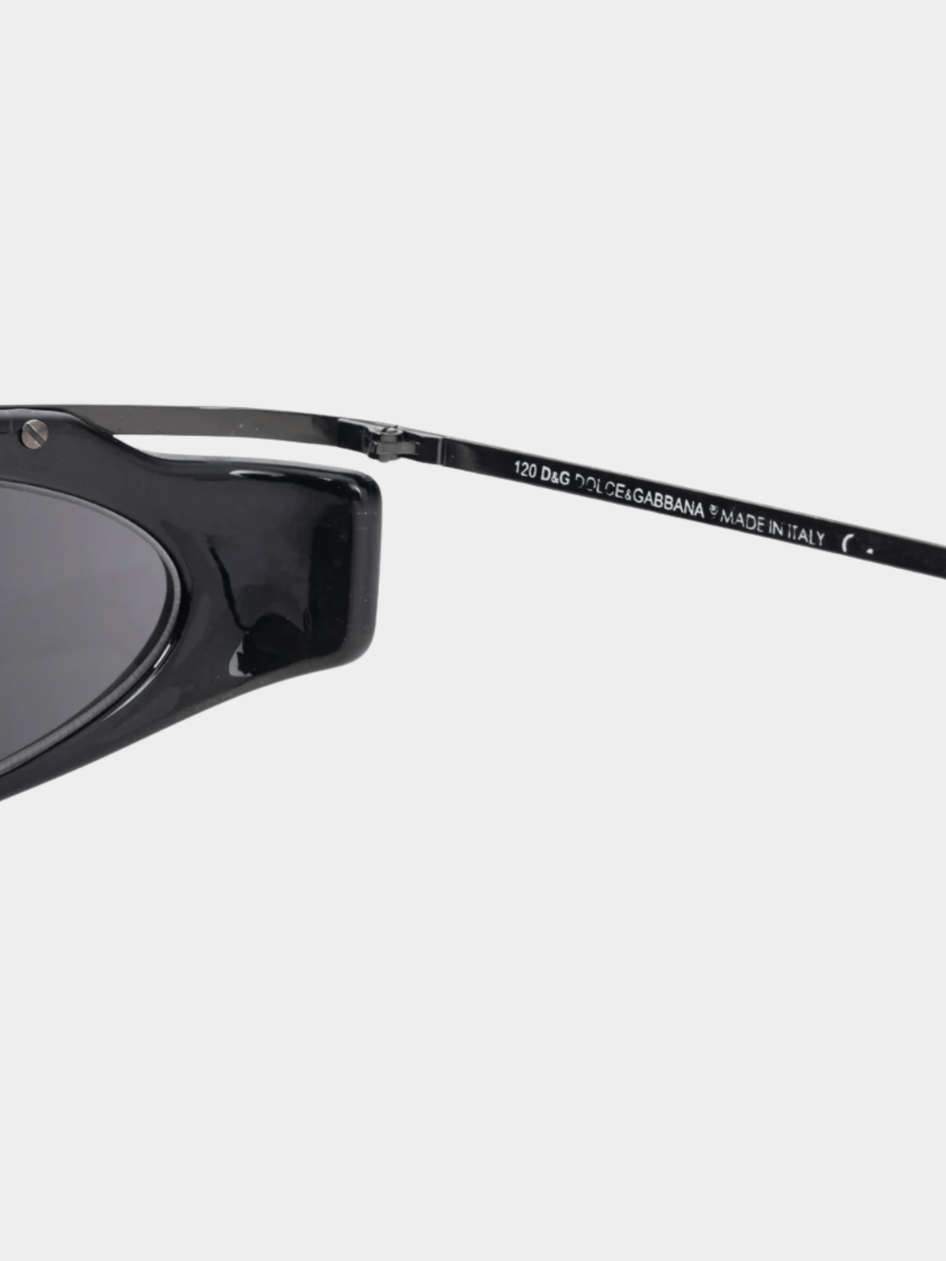 Dolce and Gabbana 2010s Black Acetate Logo-Temple Wrap Sunglasses - Image 7