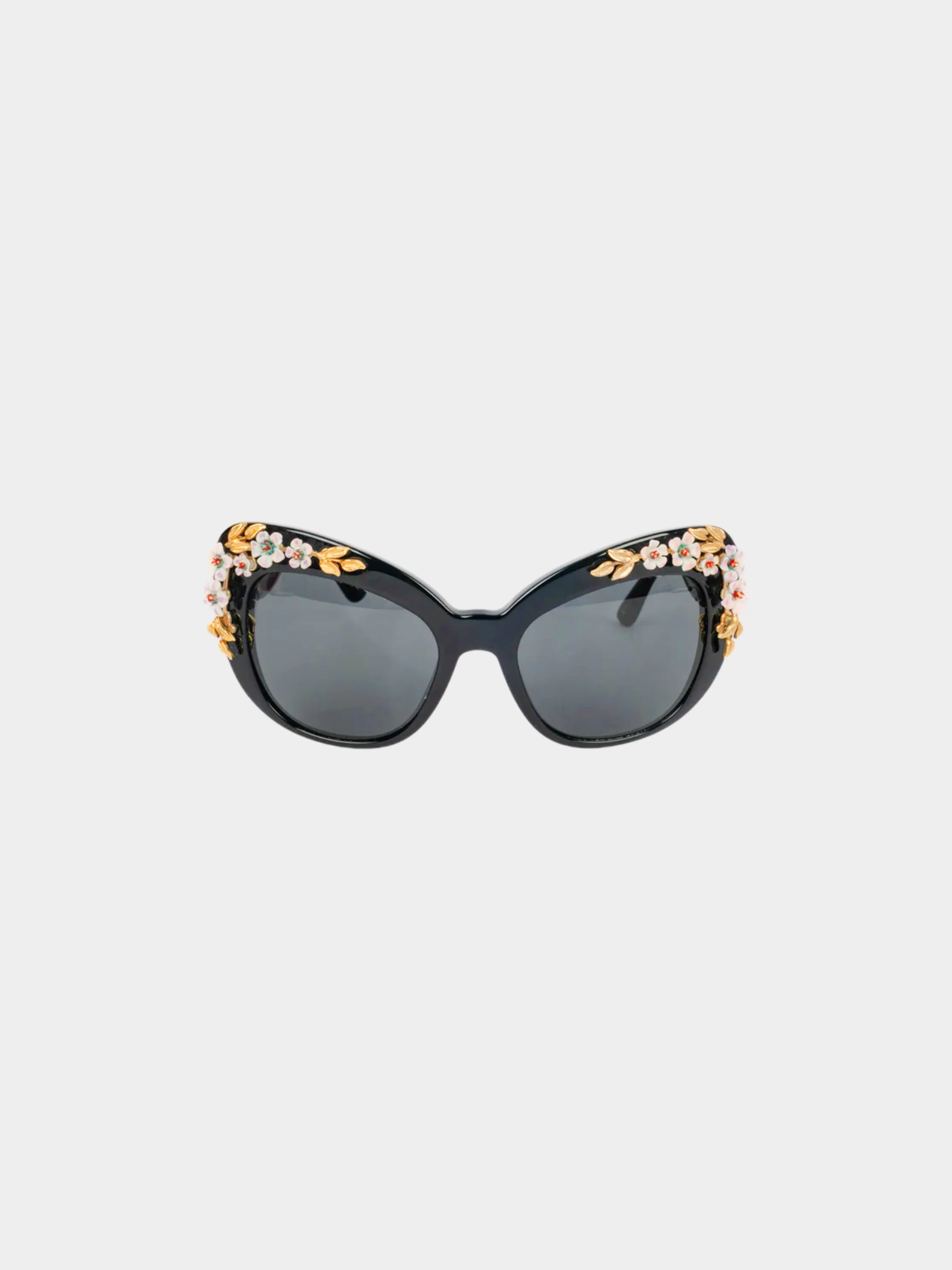 Dolce and Gabbana 2010s Black Floral Sunglasses