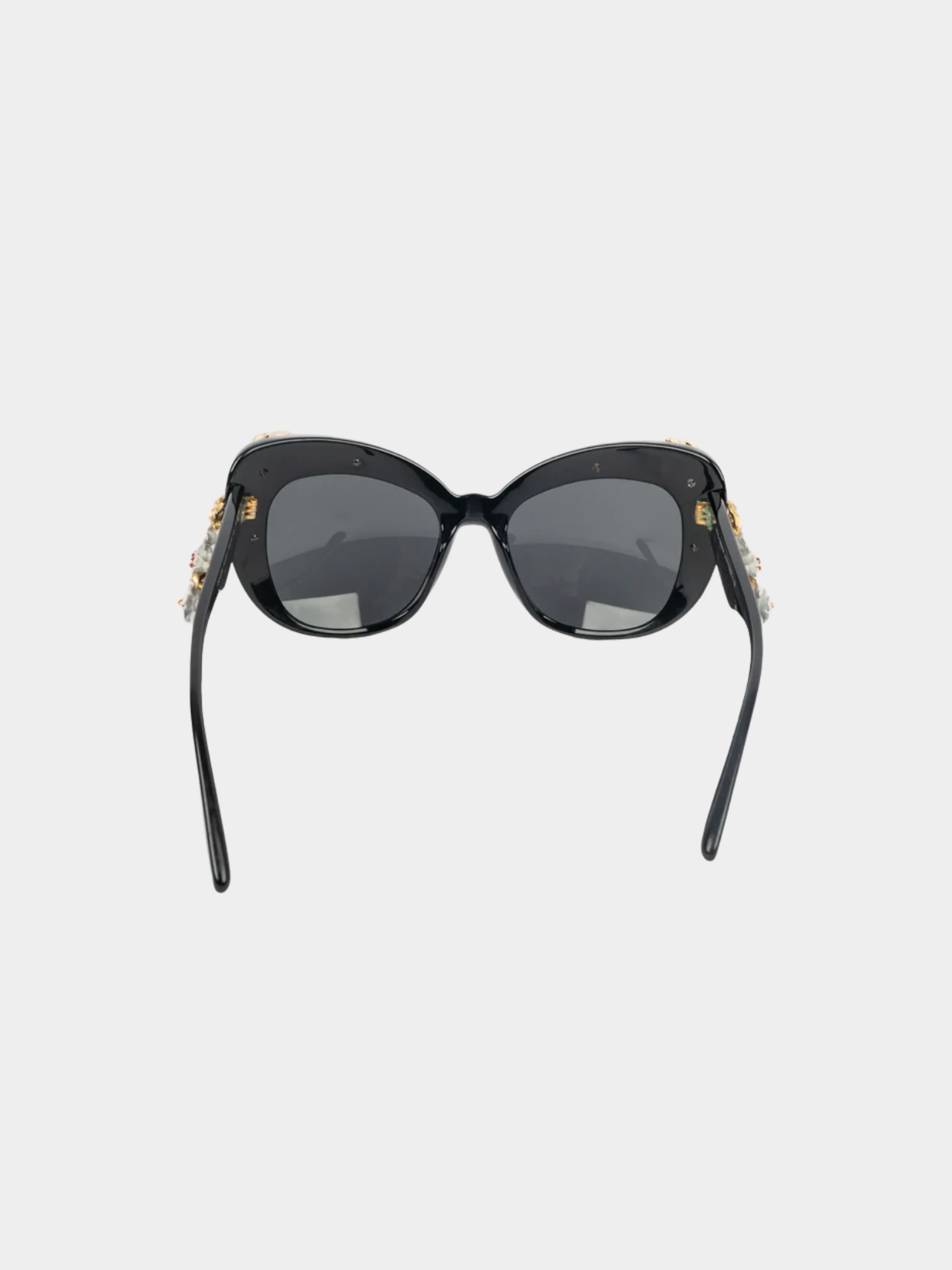 Dolce and Gabbana 2010s Black Floral Sunglasses - Image 2