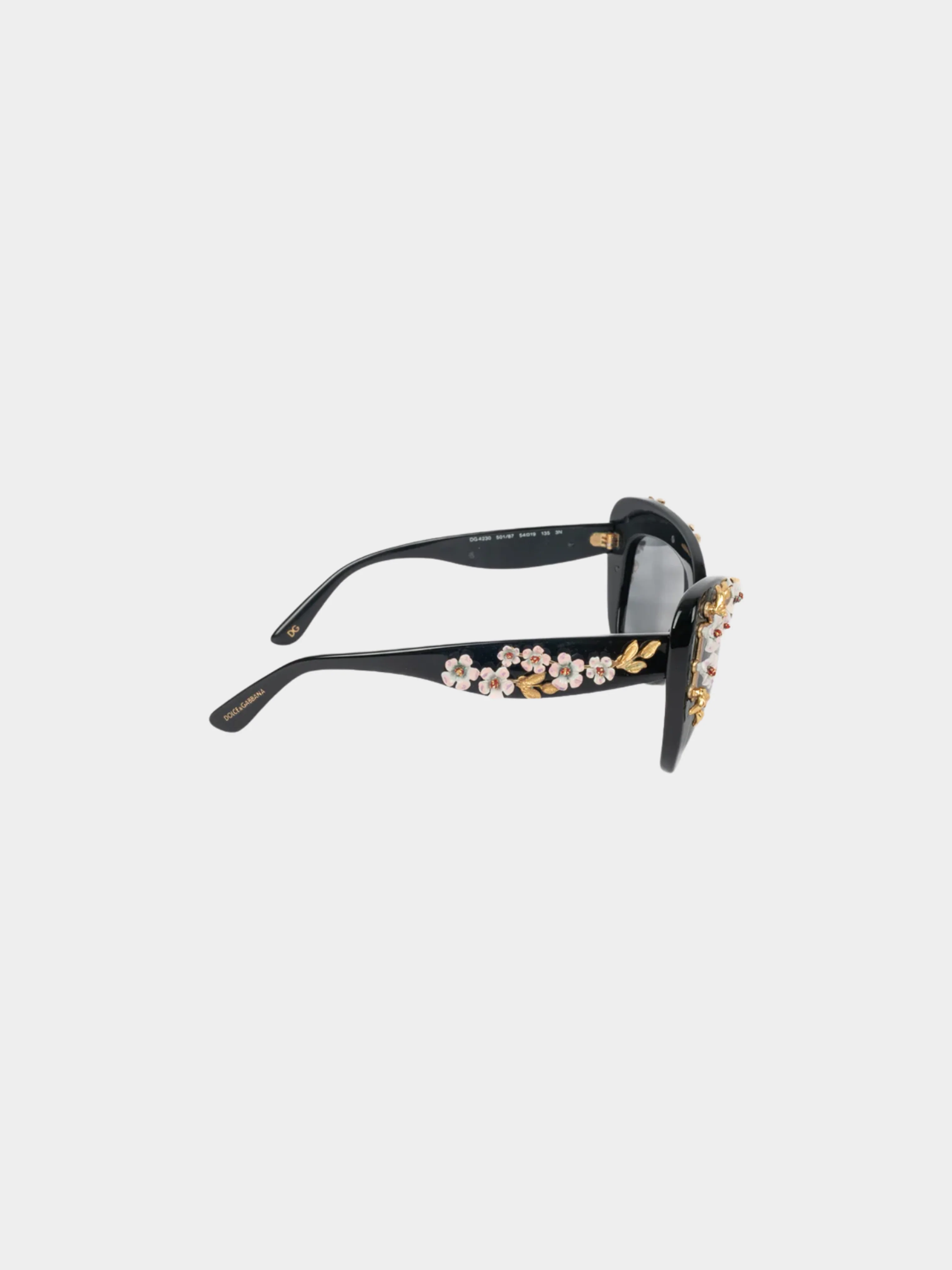 Dolce and Gabbana 2010s Black Floral Sunglasses - Image 3
