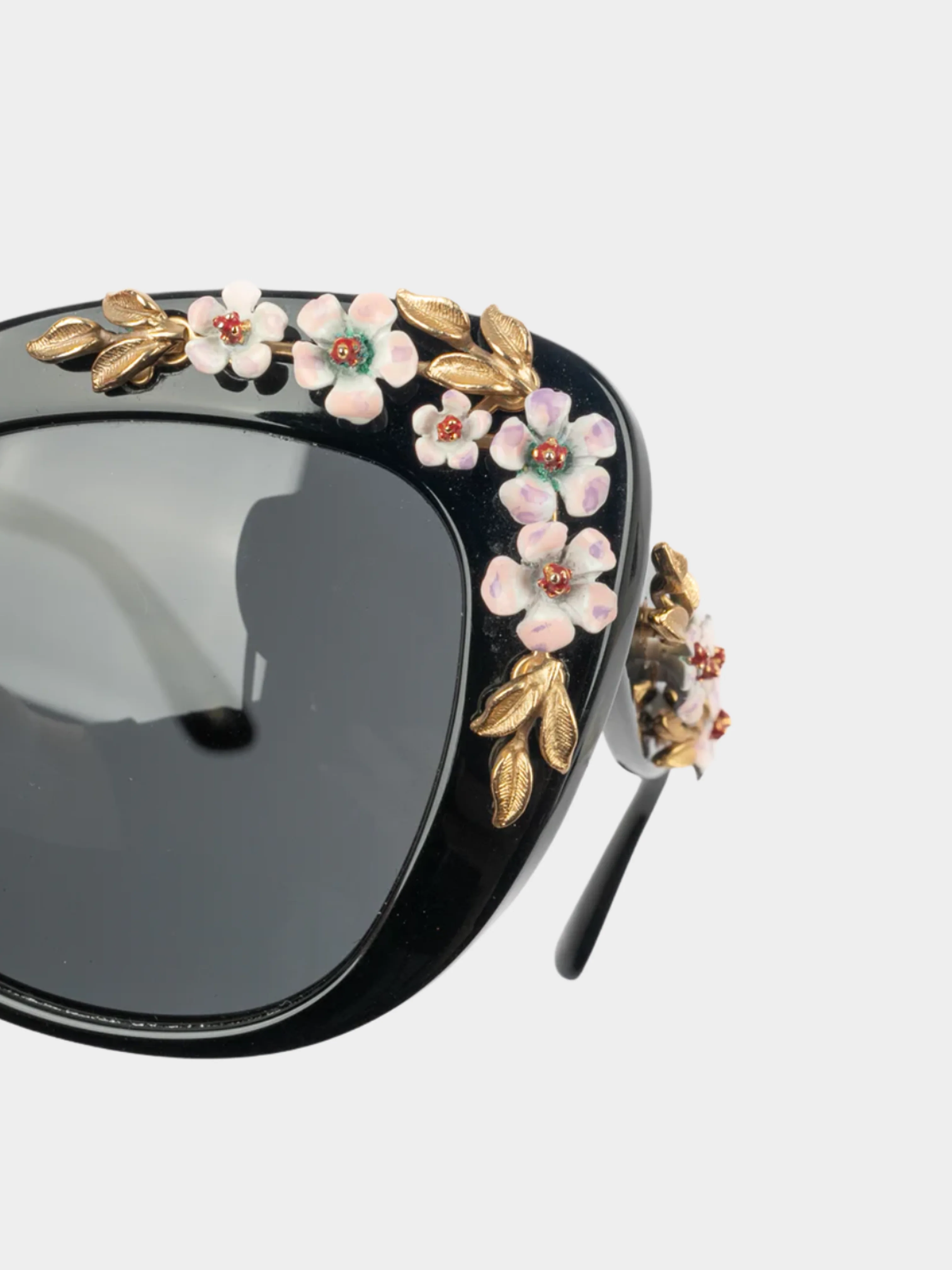 Dolce and Gabbana 2010s Black Floral Sunglasses - Image 4