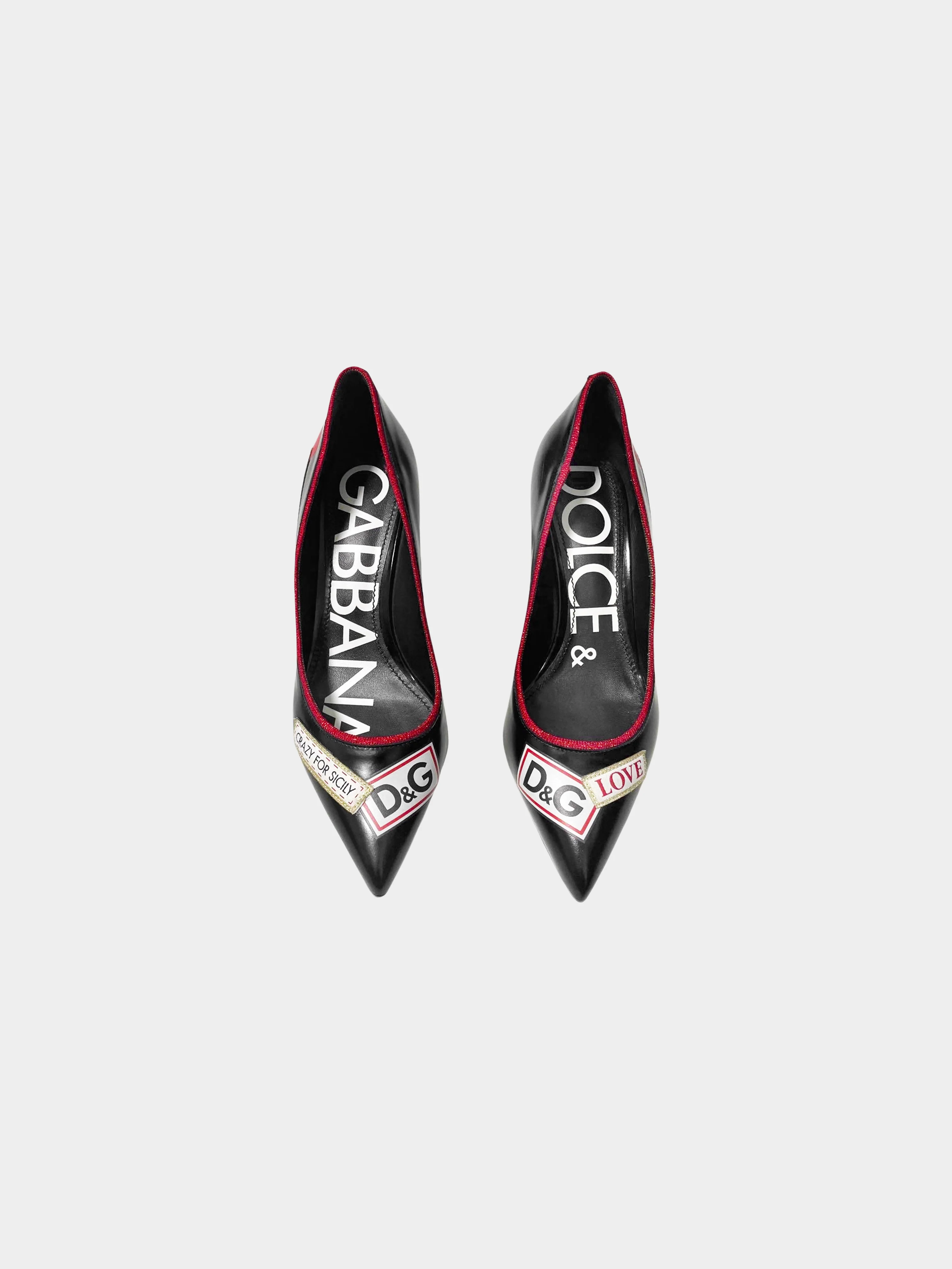 Dolce and Gabbana 2020s Black Leather L'amore e Bellezza Pumps - Image 2