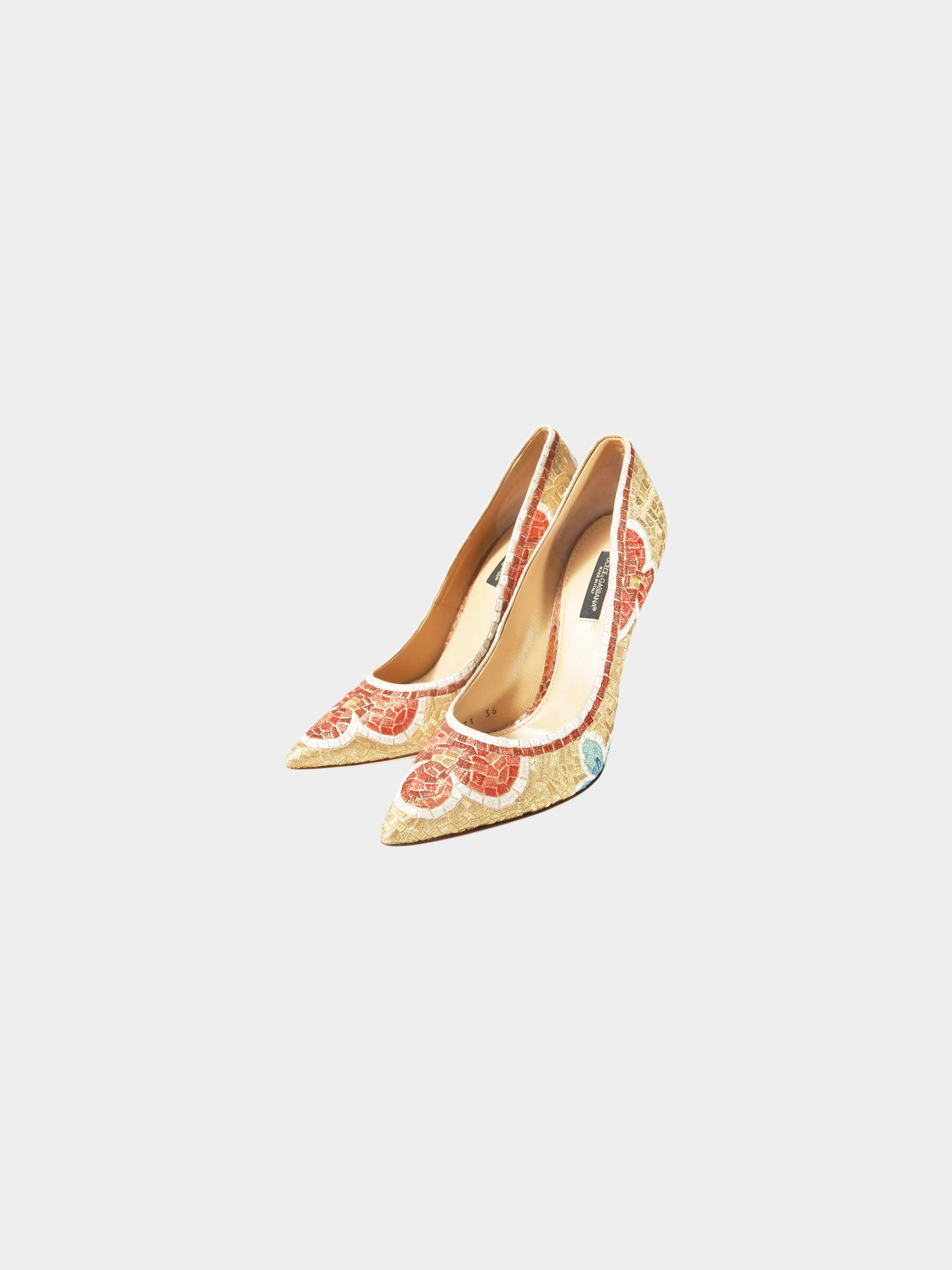 Dolce and Gabbana 2010s Multicolor Floral Embroidered Pumps - Image 2
