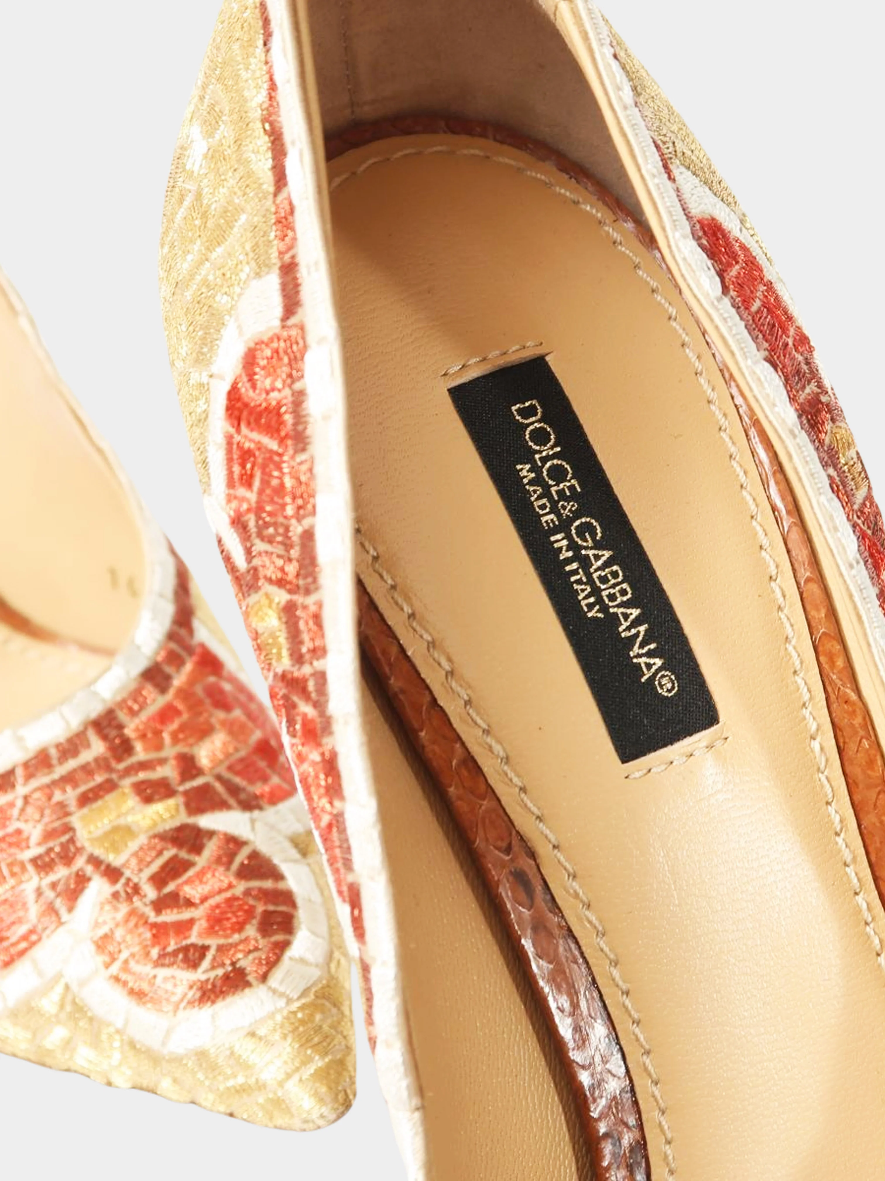 Dolce and Gabbana 2010s Multicolor Floral Embroidered Pumps - Image 6