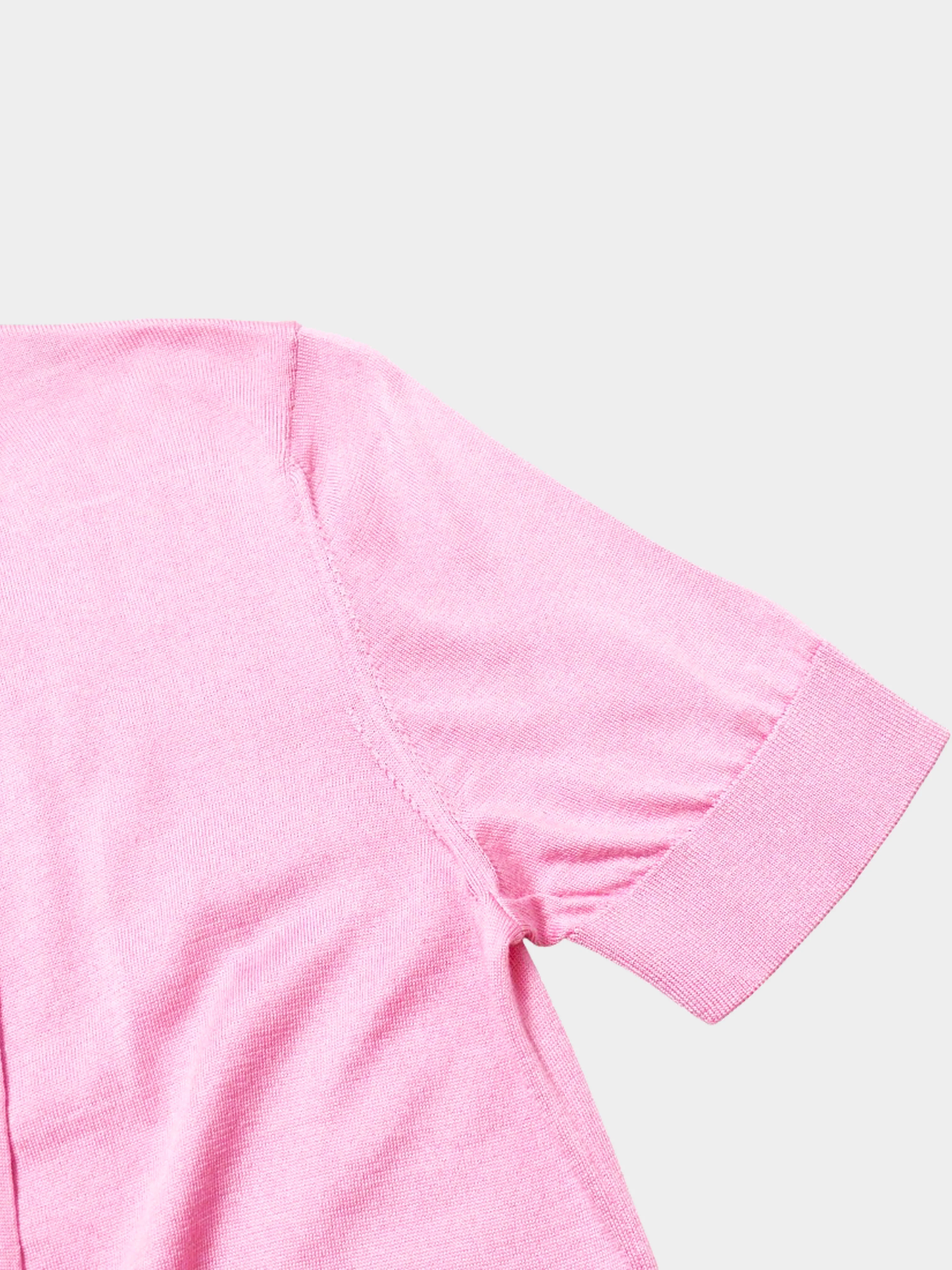 Dolce and Gabbana 2010s Pink Silk Ascot Collar Knit Top - Image 6