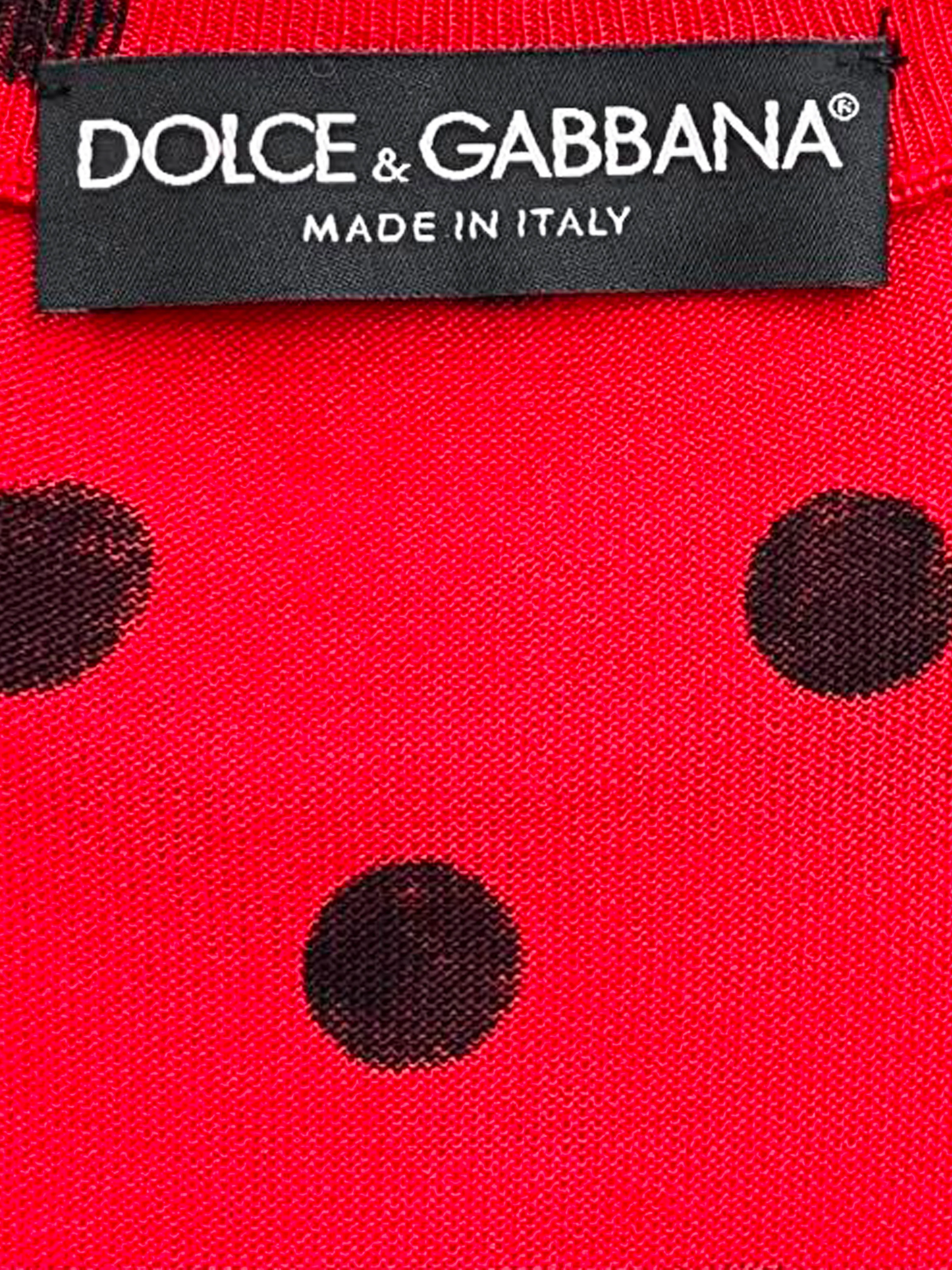 Dolce and Gabbana 2014 Red Silk Knit Polka Dot Cardigan and Top Set - Image 5
