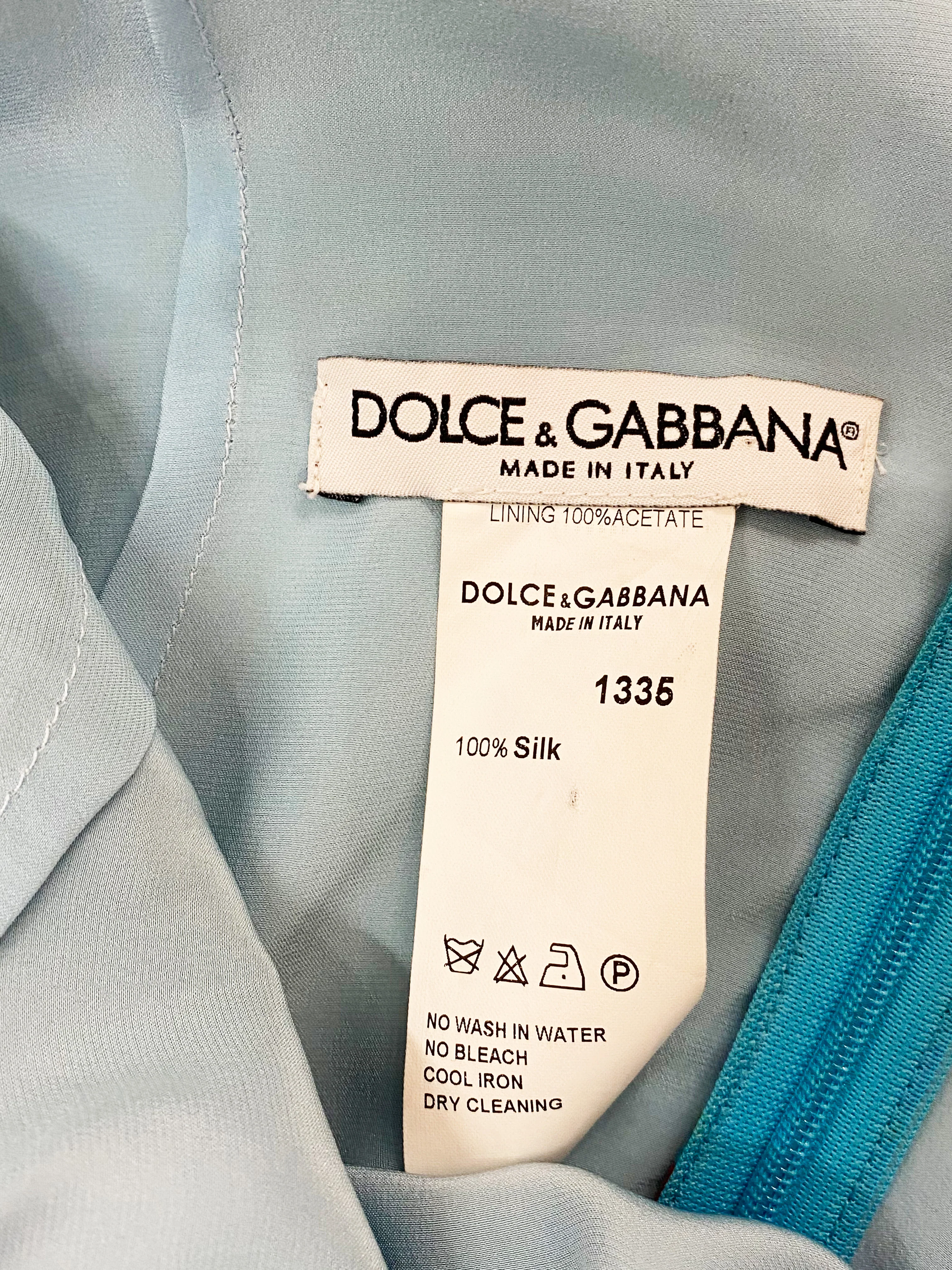 Dolce and Gabbana 2000s Blue Floral Silk Gown - Image 3