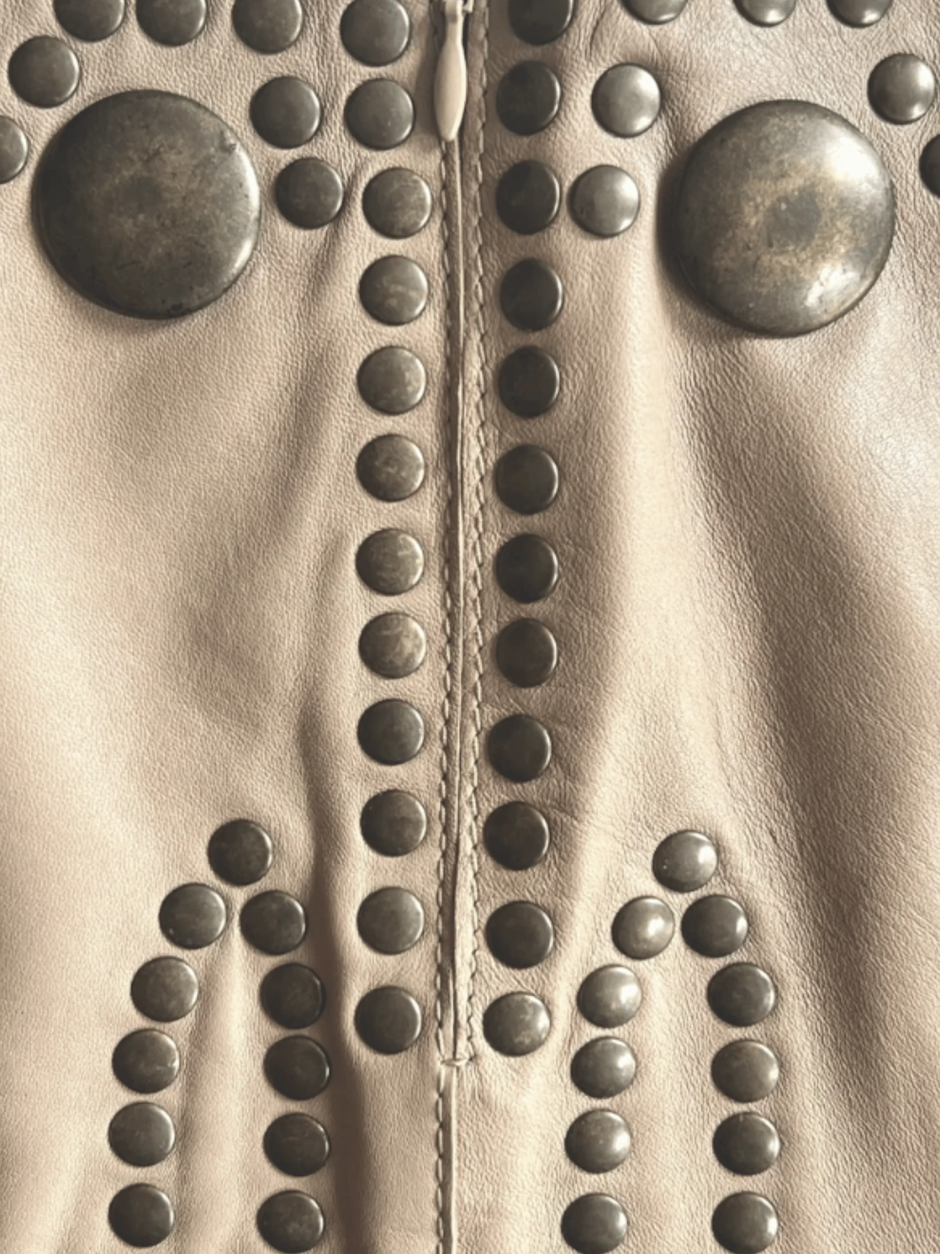 Dolce and Gabbana SS 2003 Beige Studded Leather Mini Skirt - Image 4