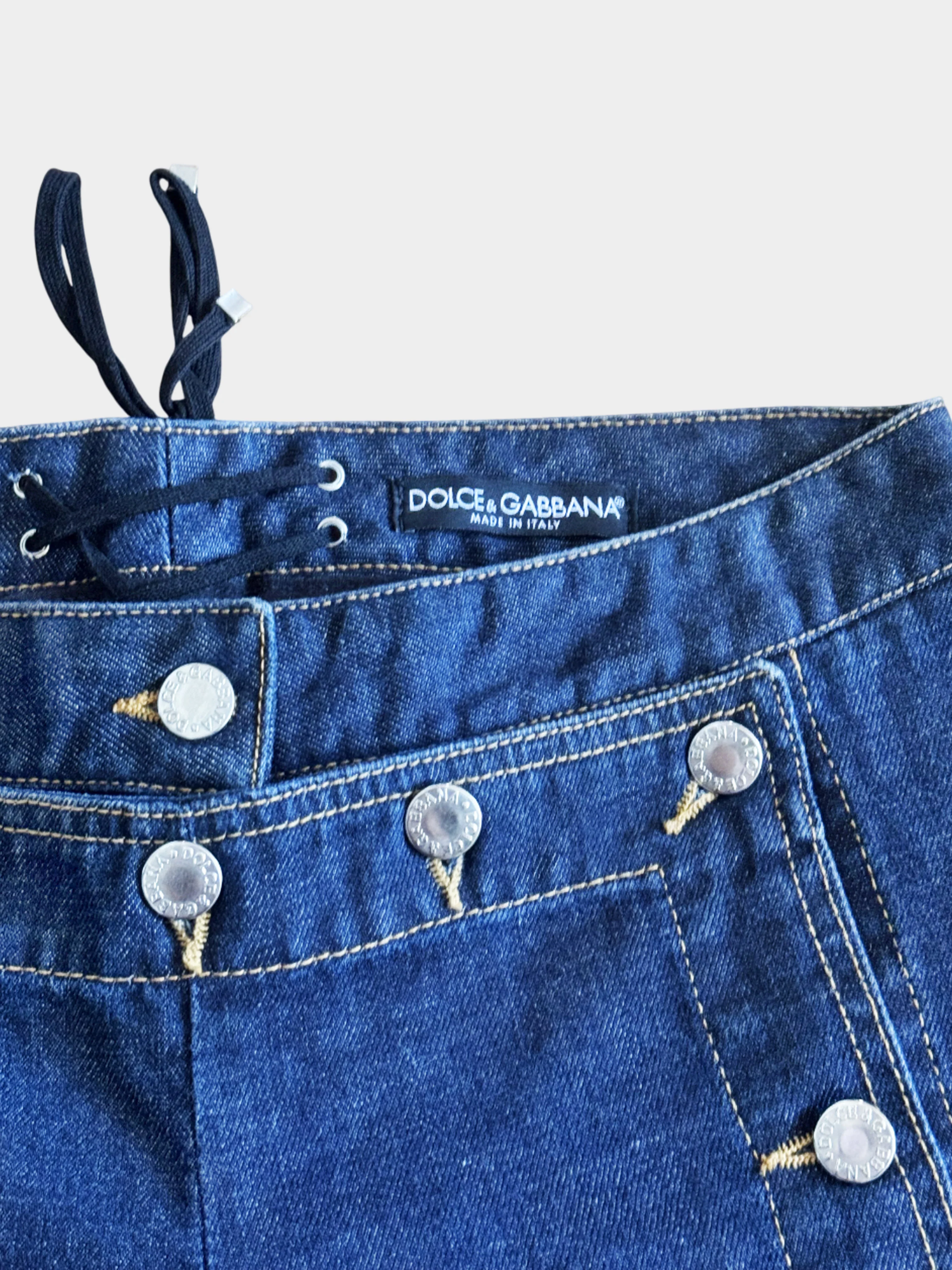 Dolce and Gabbana SS 2003 Dark-washed Denim Pants with Buttons - Image 2
