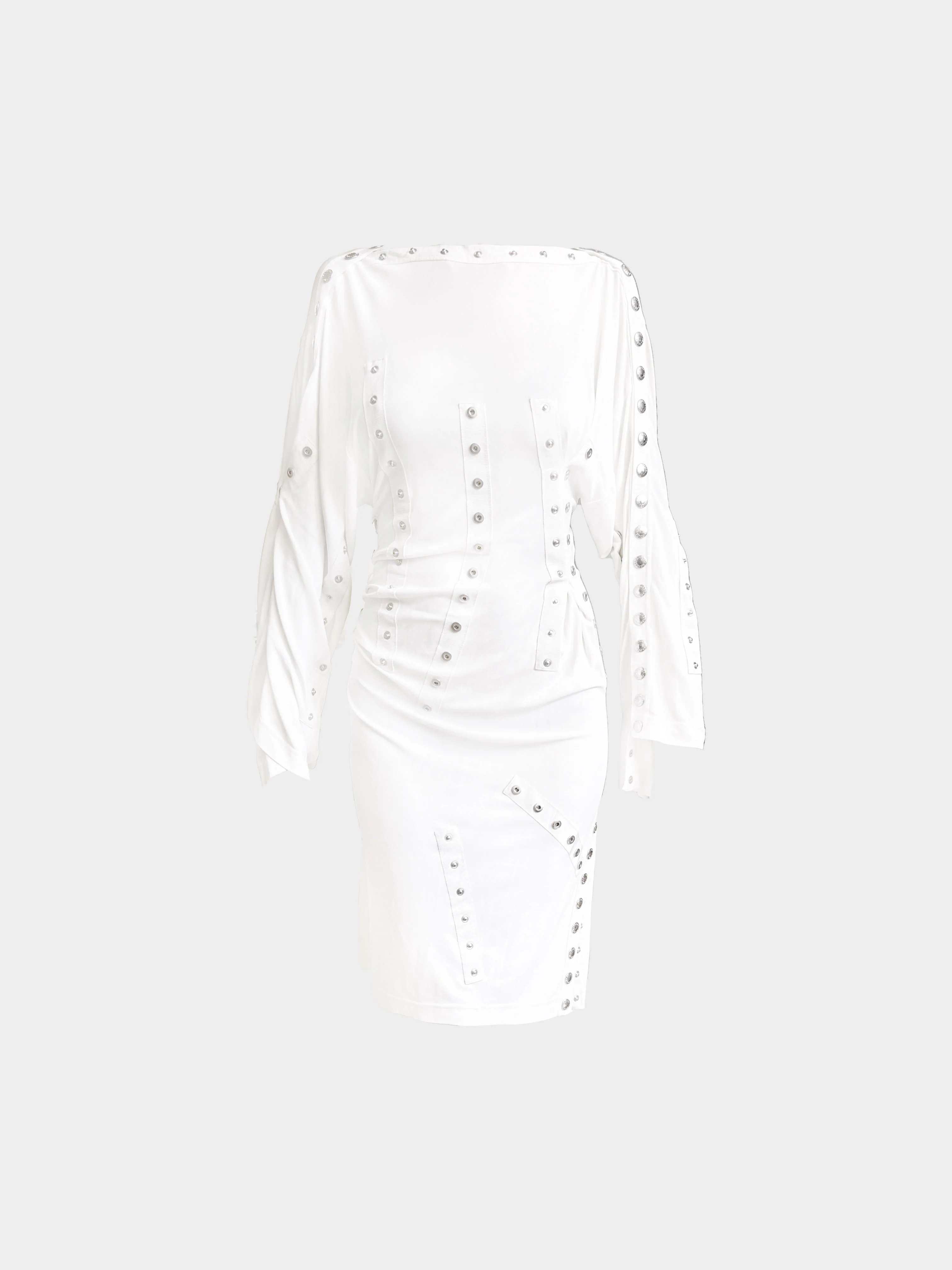 Dolce and Gabbana SS 2003 Runway White Viscose Snap Dress