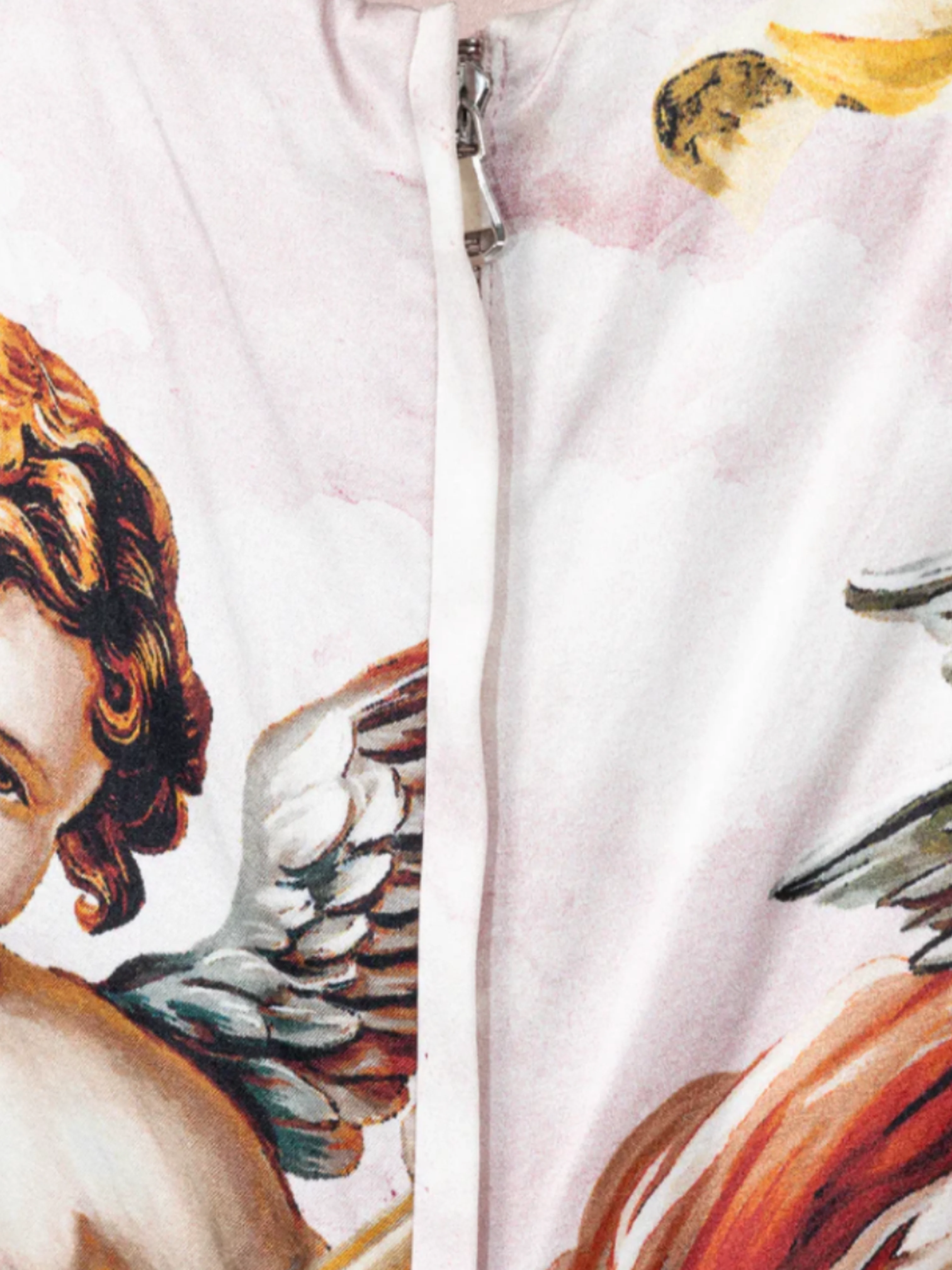 Dolce and Gabbana SS 2018 Pink Silk-Satin Cherub-Print Midi Dress - Image 3