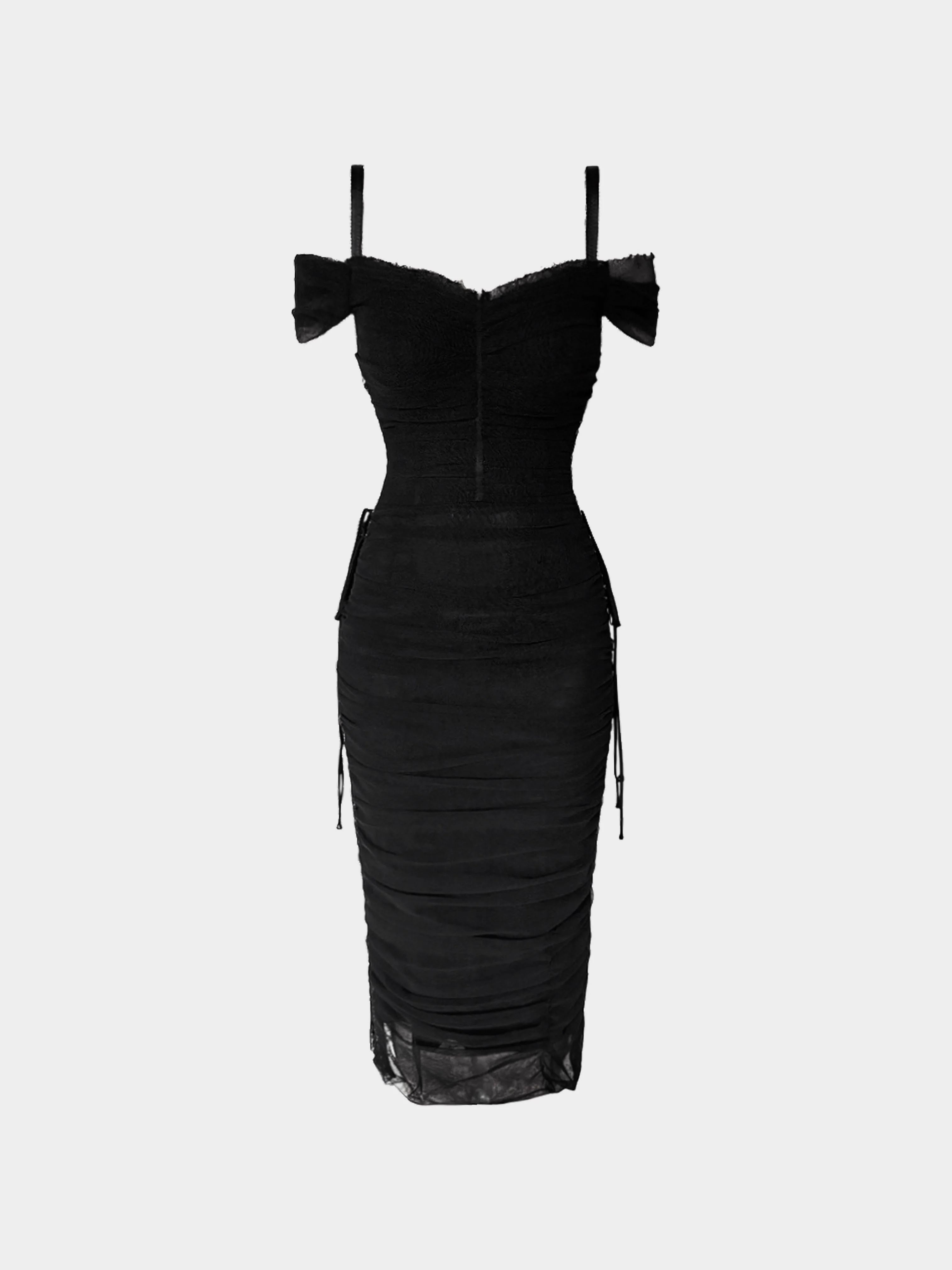 Dolce and Gabbana SS 2018 Runway Black Ruched Dress