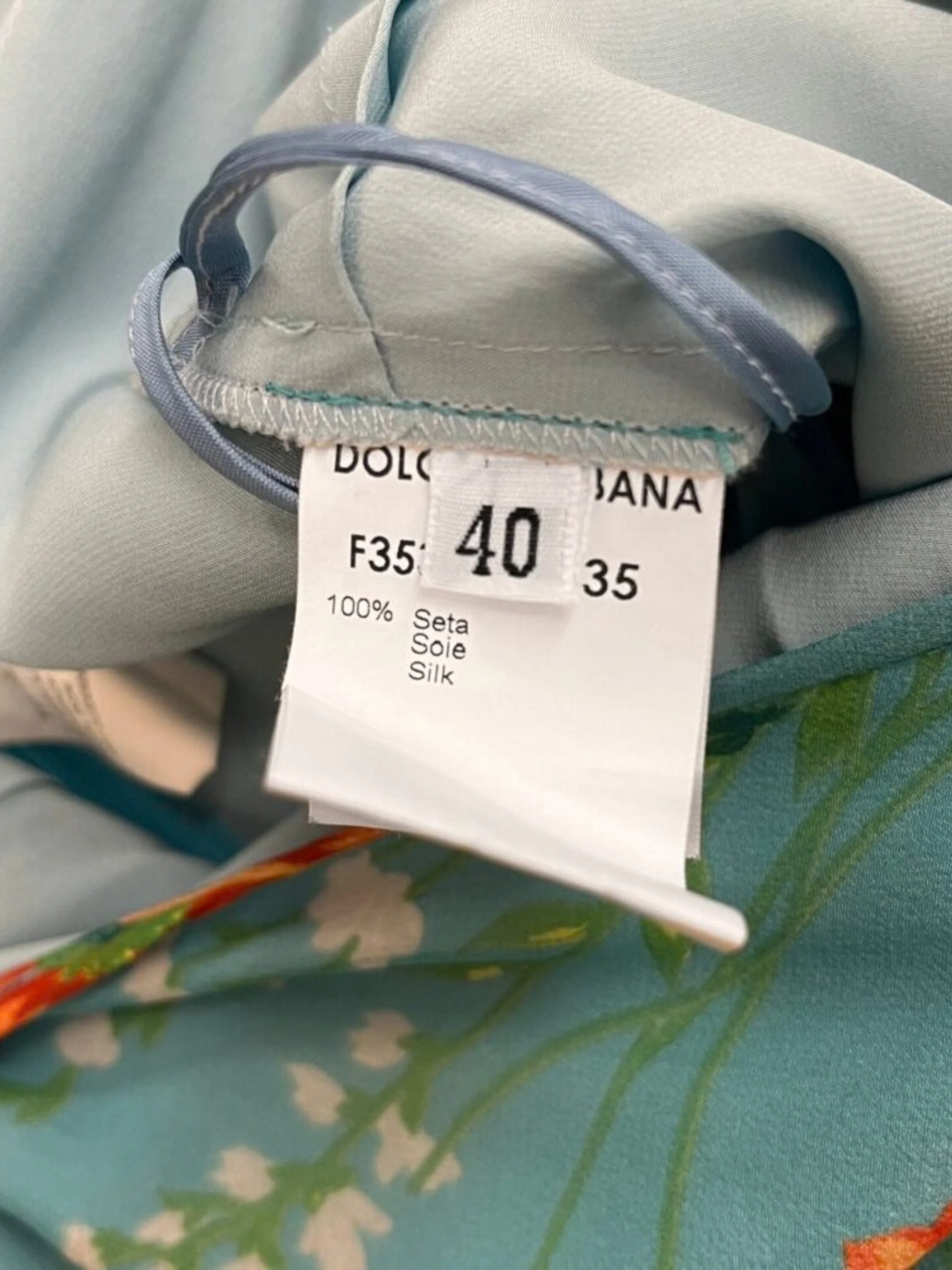 Dolce & Gabbana 2000s Aqua Blue Silk Chiffon Floral Gown - Image 4