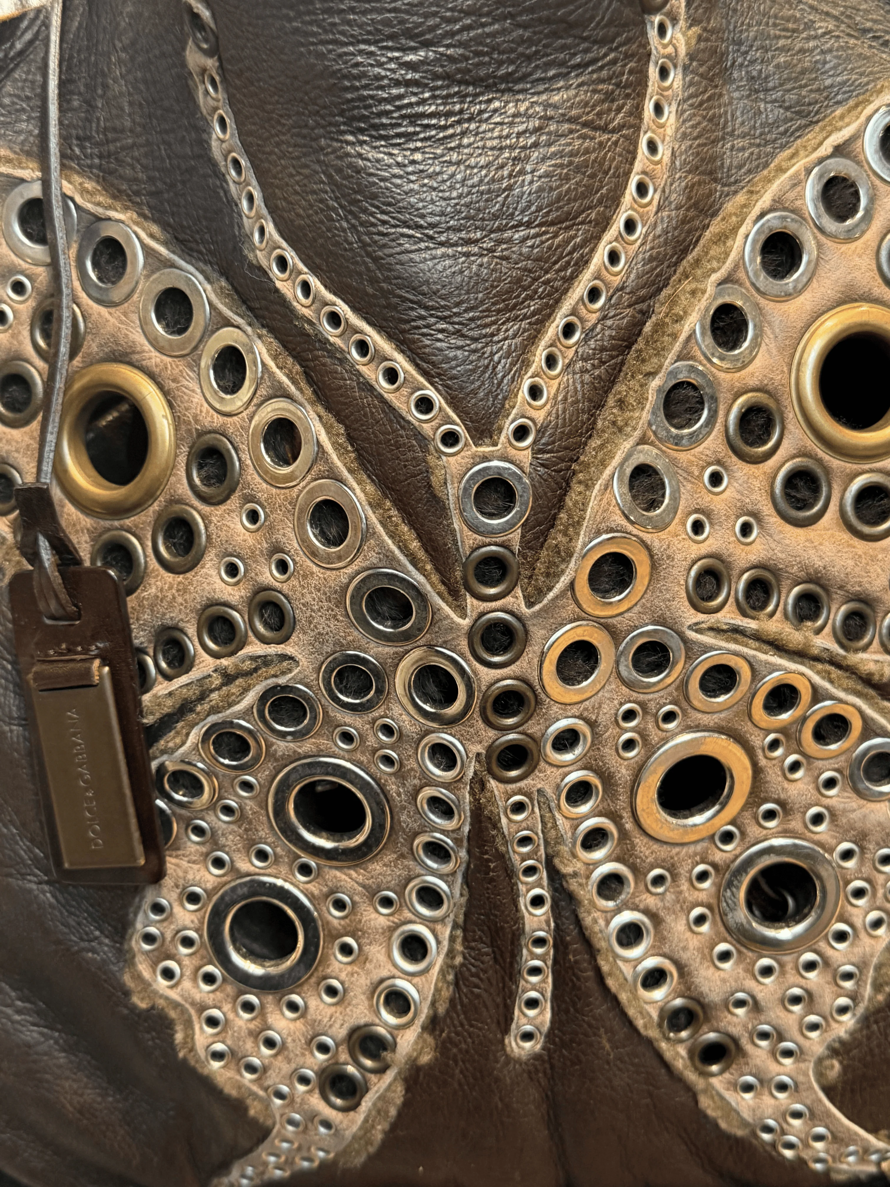 Dolce & Gabbana 2000s Brown Leather Butterfly Shoulder Bag - Image 4