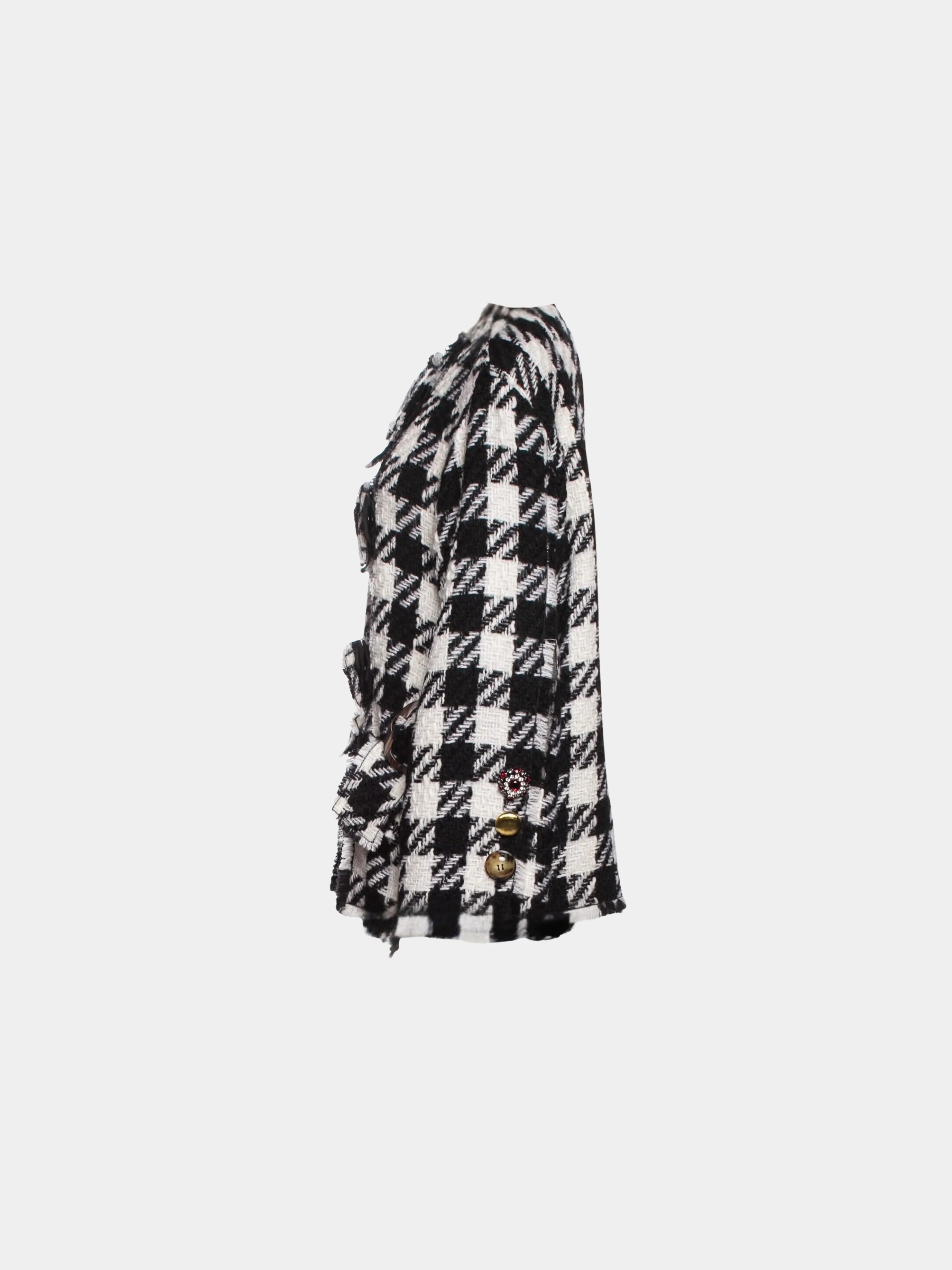 Dolce & Gabbana 2010s Black White Houndstooth Coat - Image 3