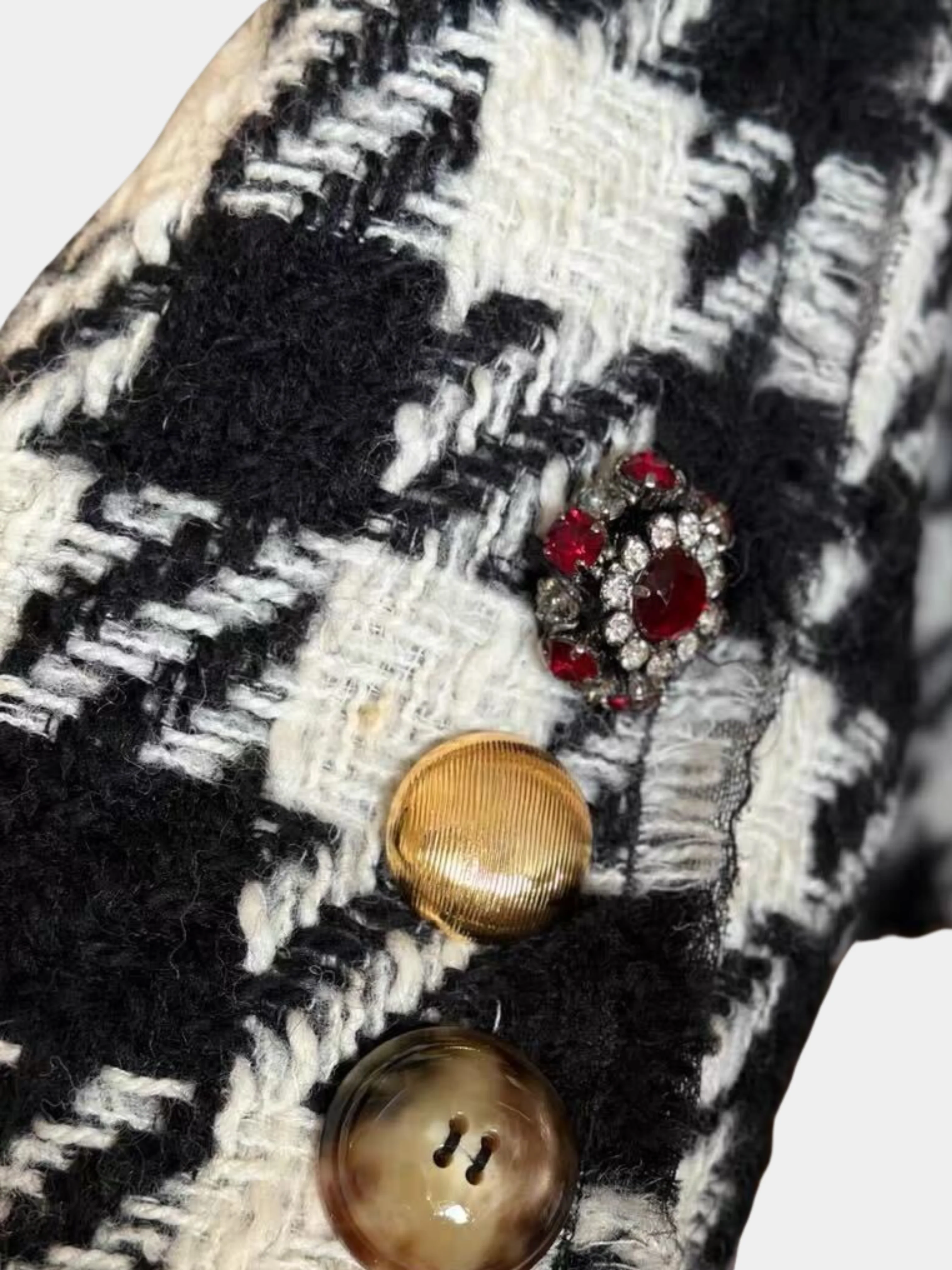 Dolce & Gabbana 2010s Black White Houndstooth Coat - Image 4