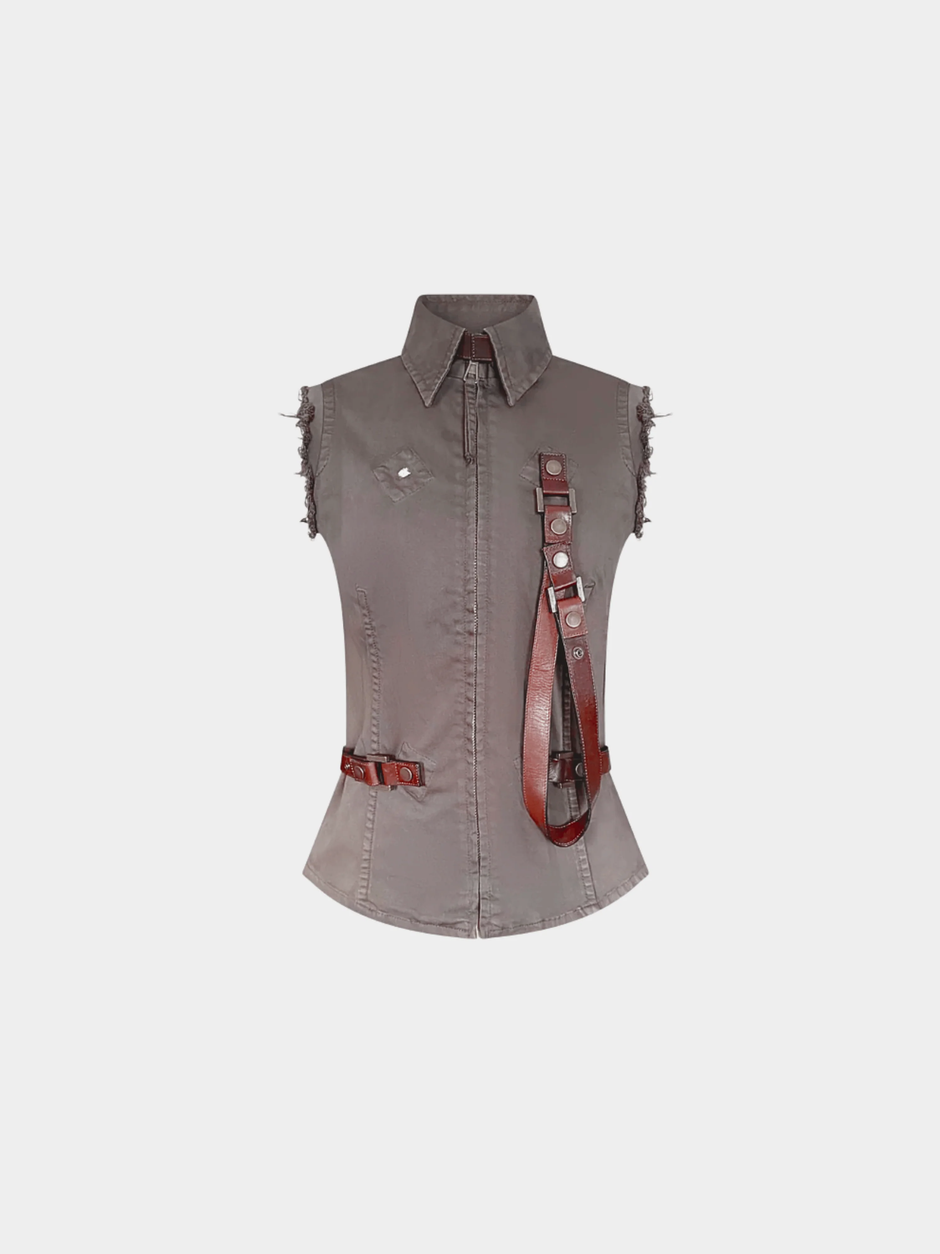 Dsquared2 FW 2003 Brown Leather Strap Top
