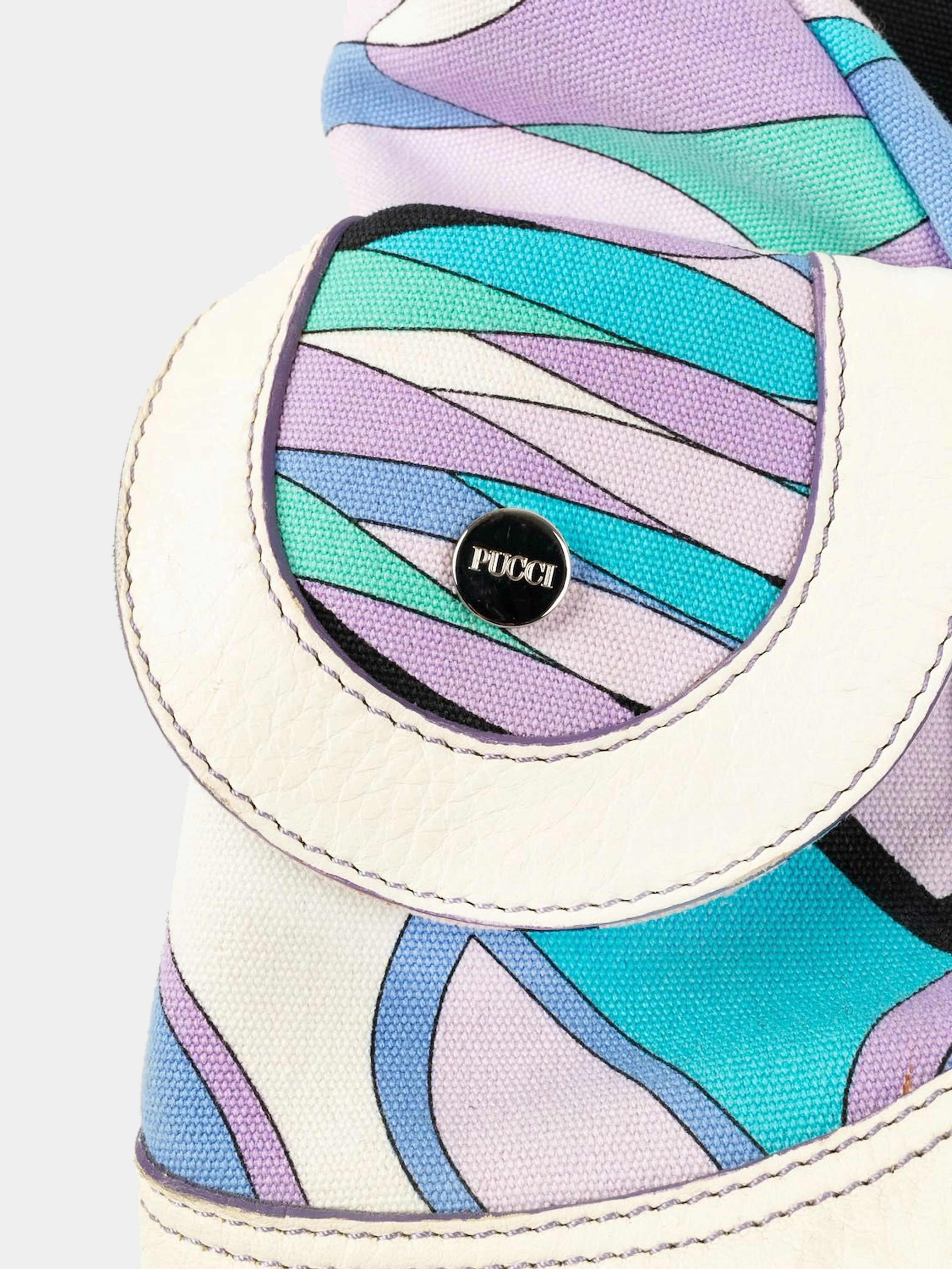 Emilio Pucci 1990s Psychedelic Print Canvas and Leather Bag - Image 4