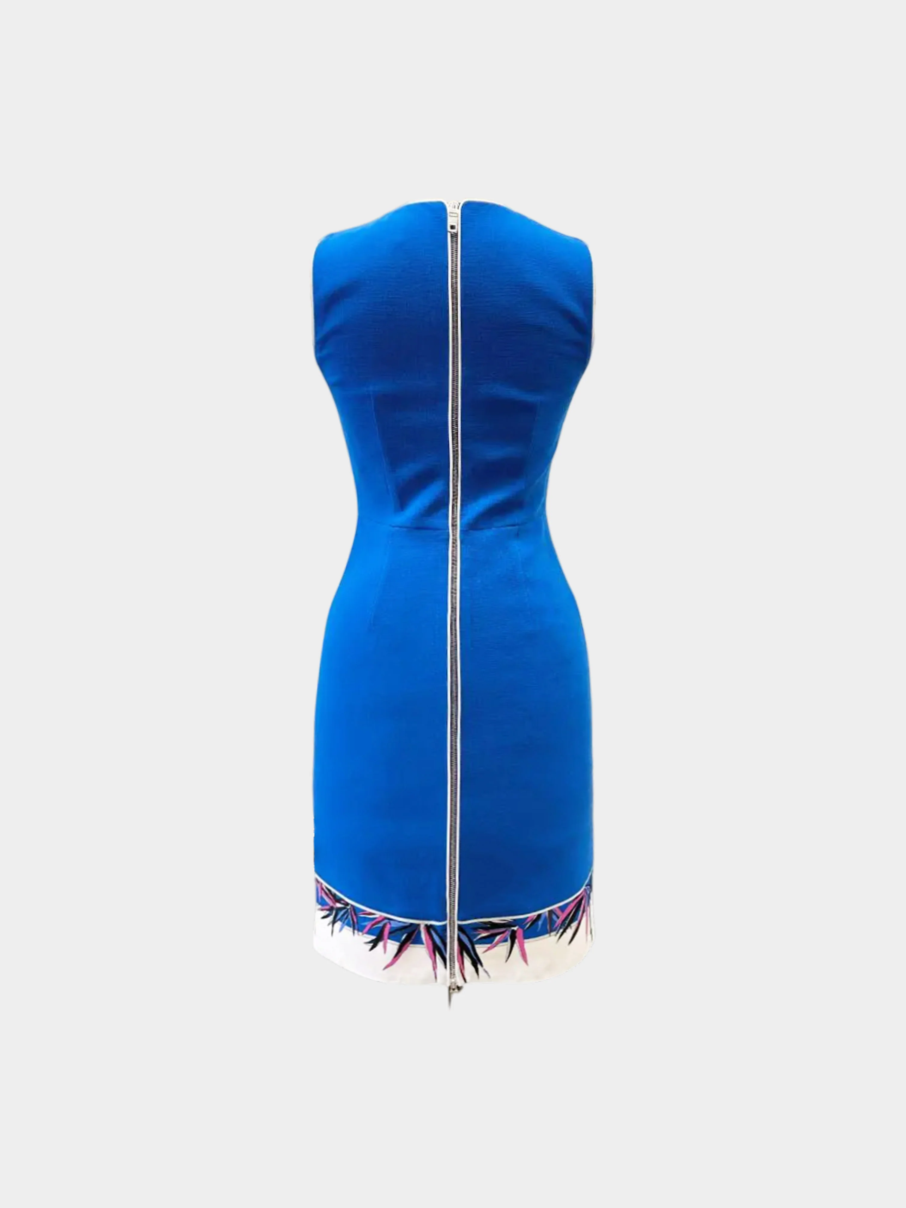 Emilio Pucci 2000s Blue Wool Dress with Printed Hem - Image 2