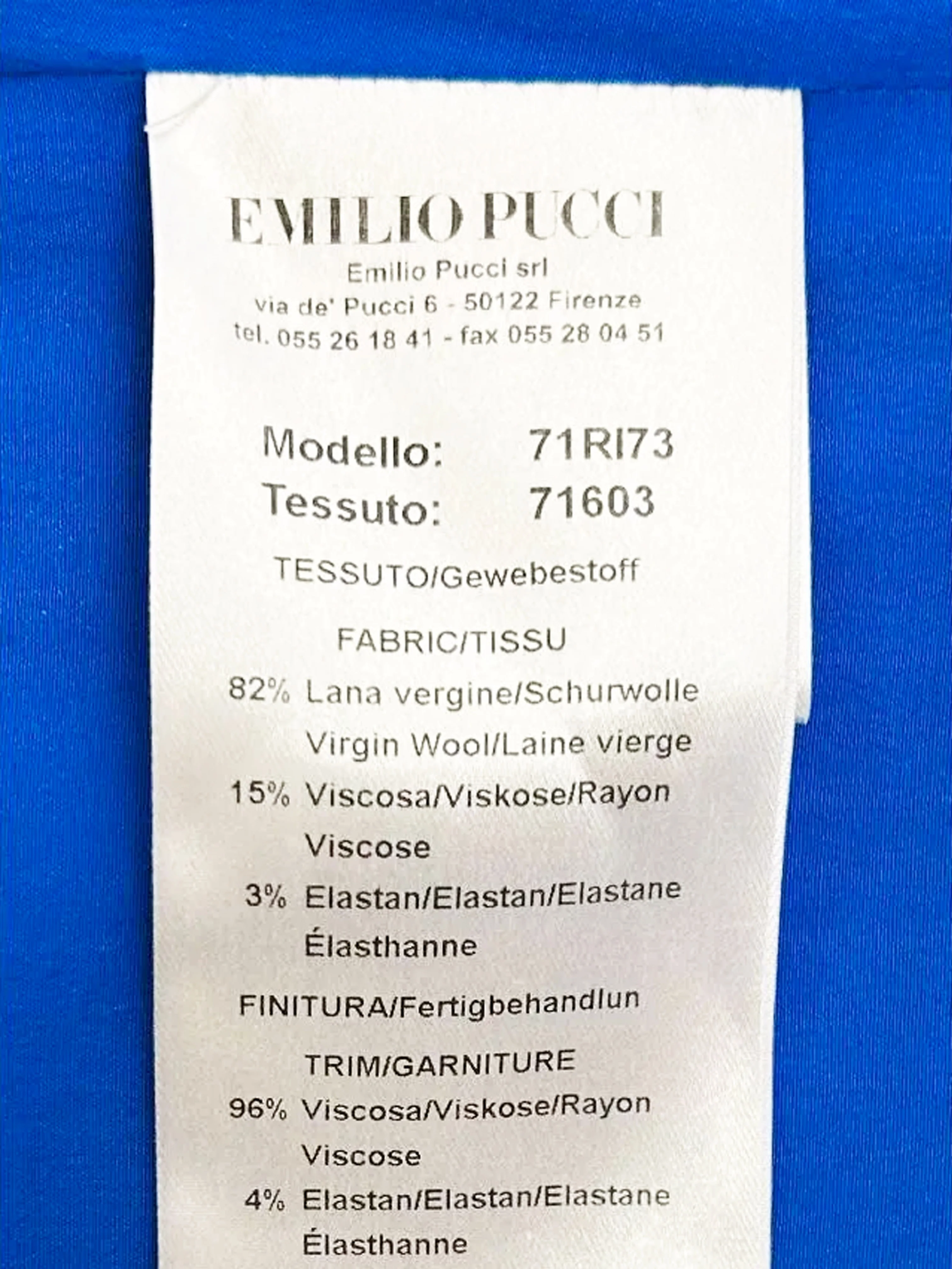 Emilio Pucci 2000s Blue Wool Dress with Printed Hem - Image 3