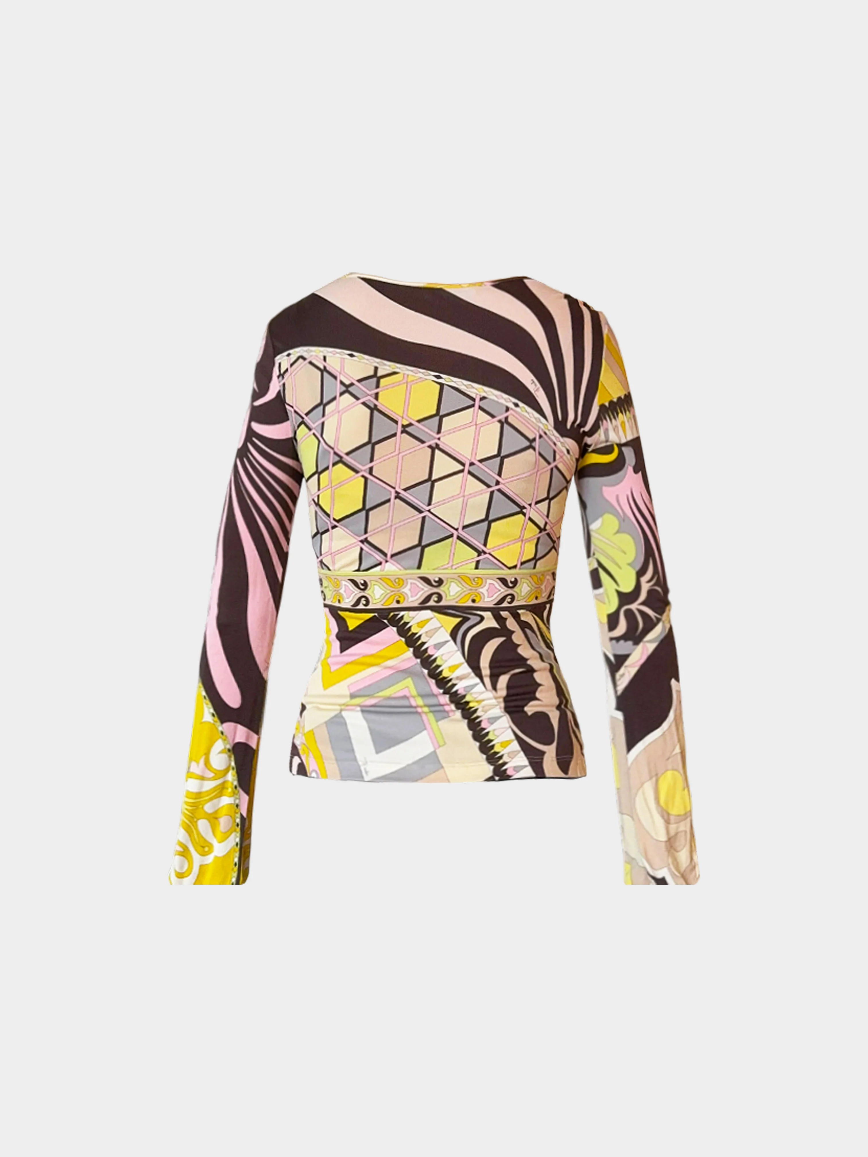 Emilio Pucci 2000s Multicolor Geometric Abstract Print Long-sleeved Top - Image 2