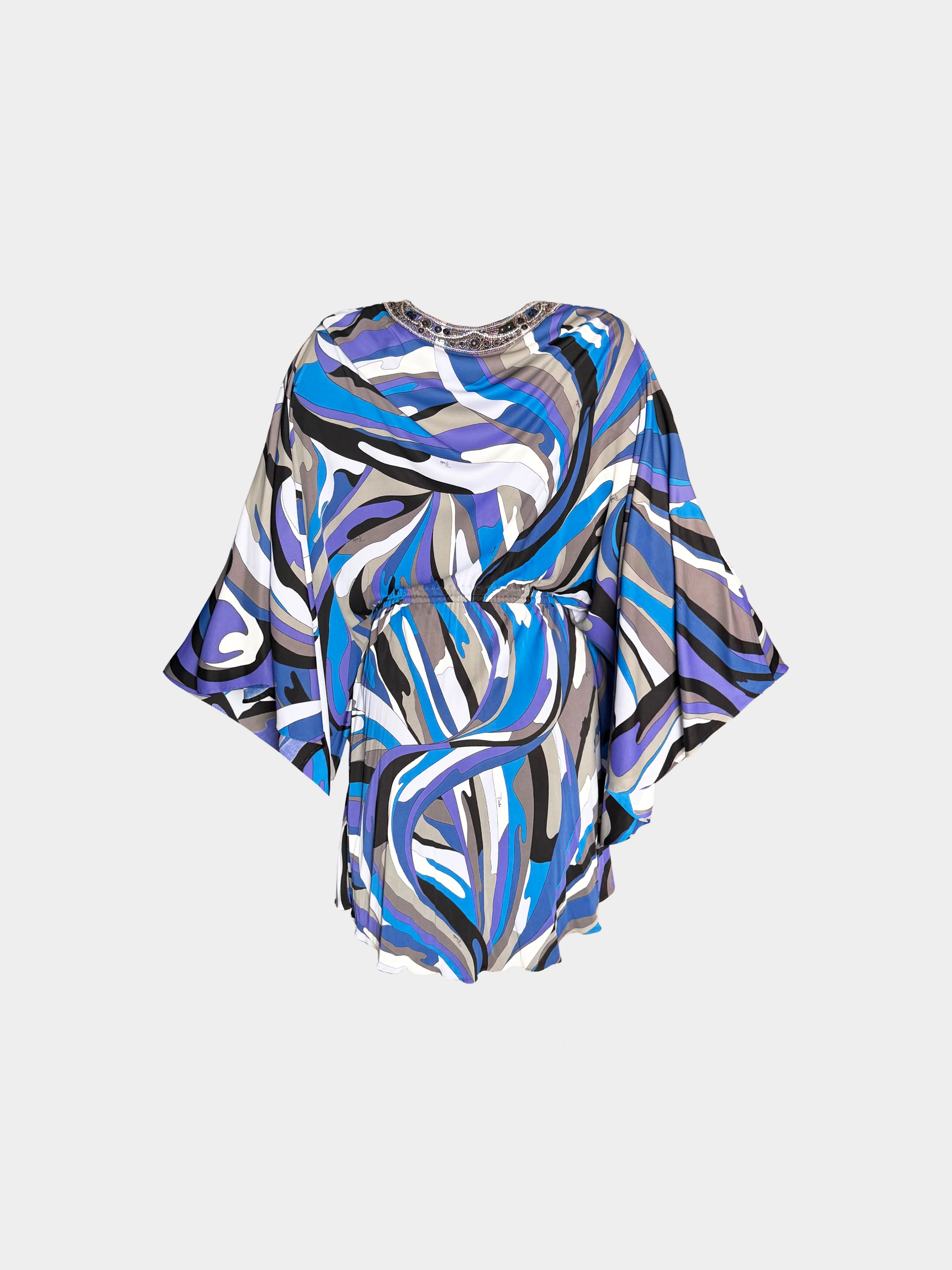 Emilio Pucci 2010s Blue and Black Geometric Print Beaded Dress/Top - Image 2
