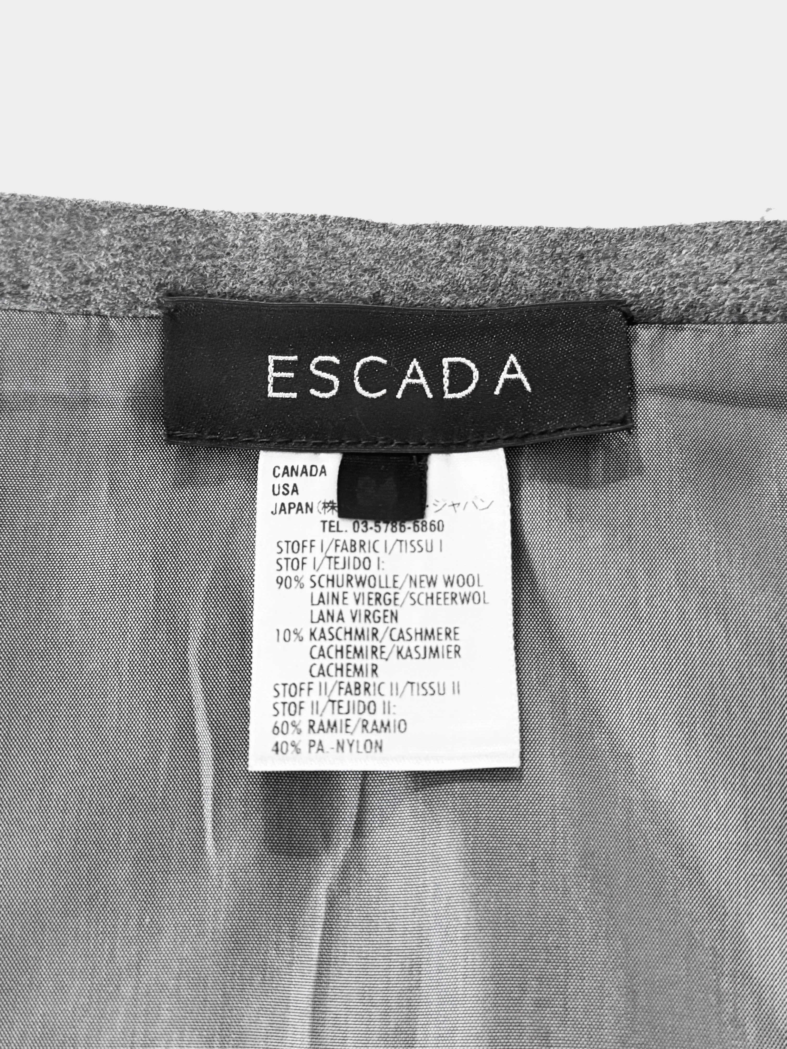 Escada 2000s Grey Wool and Lace Pencil Skirt - Image 3