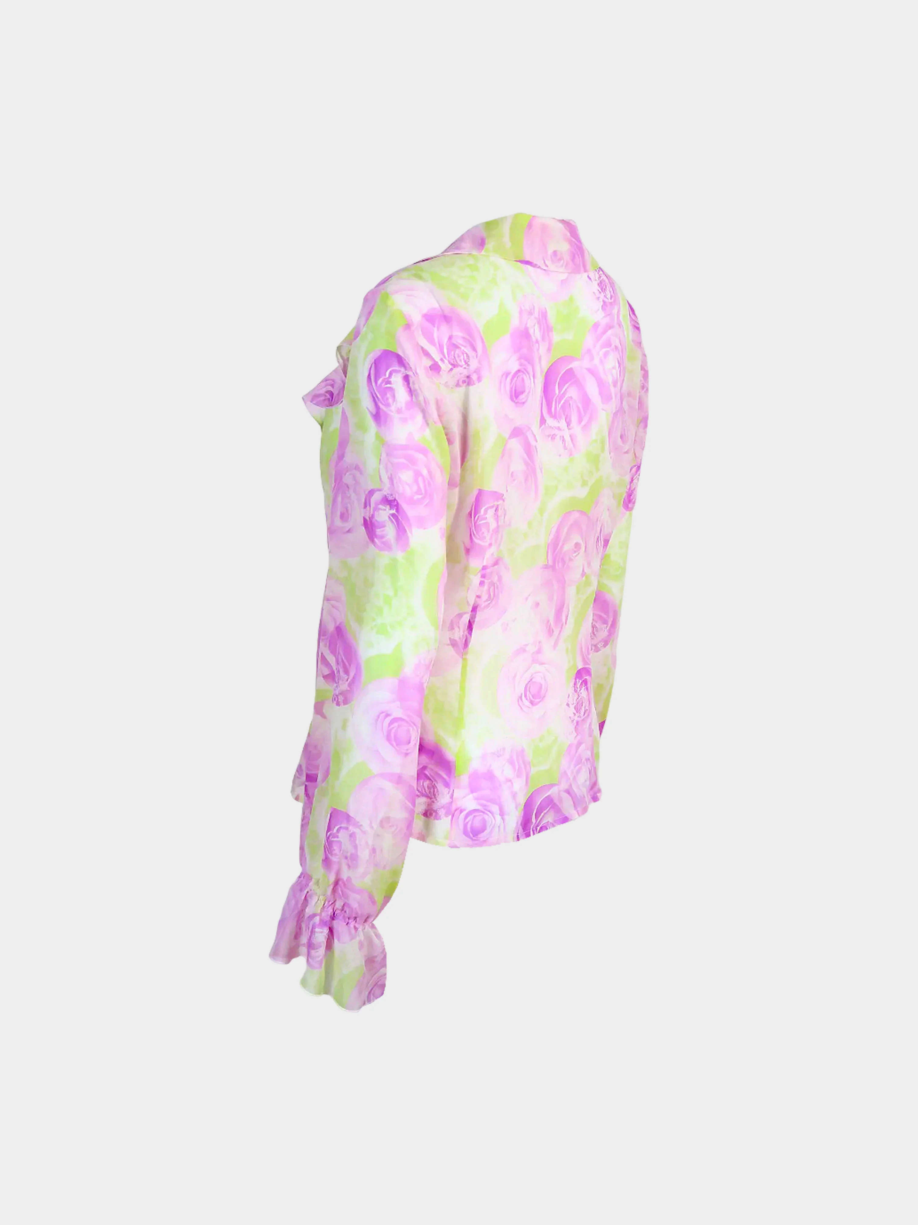 Escada Mid 2010s Floral Print Silk Blouse - Image 2